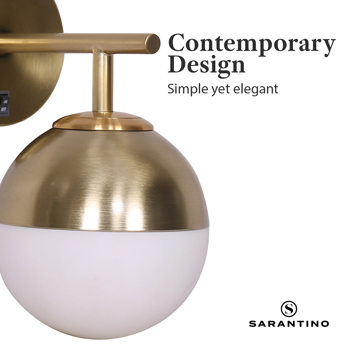 Sarantino Wall Lamp with Gold Metal Base and White Glass Shade 5