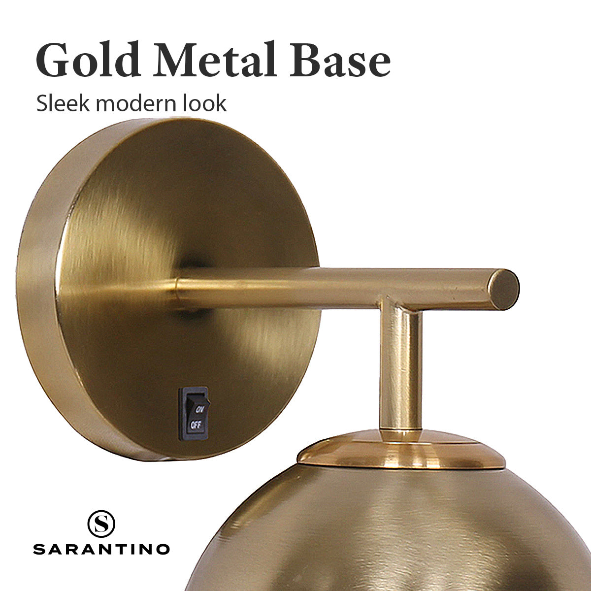 Sarantino Wall Lamp with Gold Metal Base and White Glass Shade 8