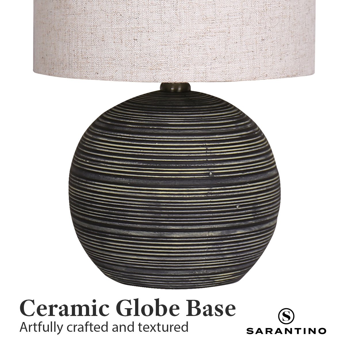 Sarantino Ceramic Table Lamp With Striped Pattern In Antique Black 7