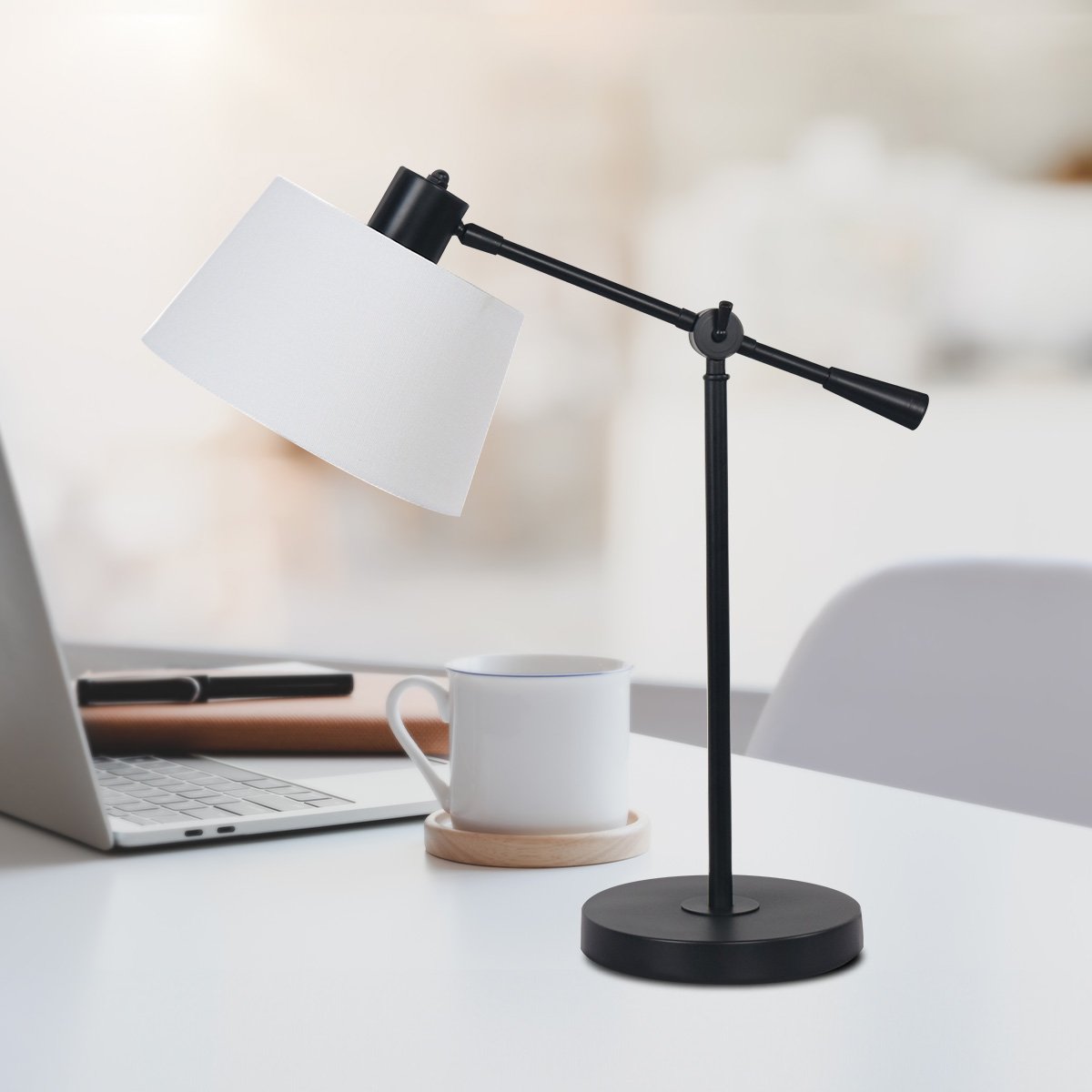 Sarantino Adjustable Metal Table Lamp In Black 9