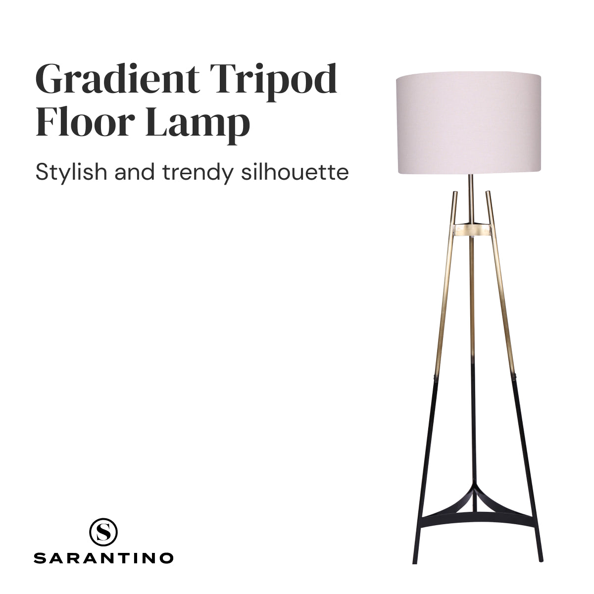 Sarantino Metal Tripod Electric Floor Lamp Gradient Finish 3