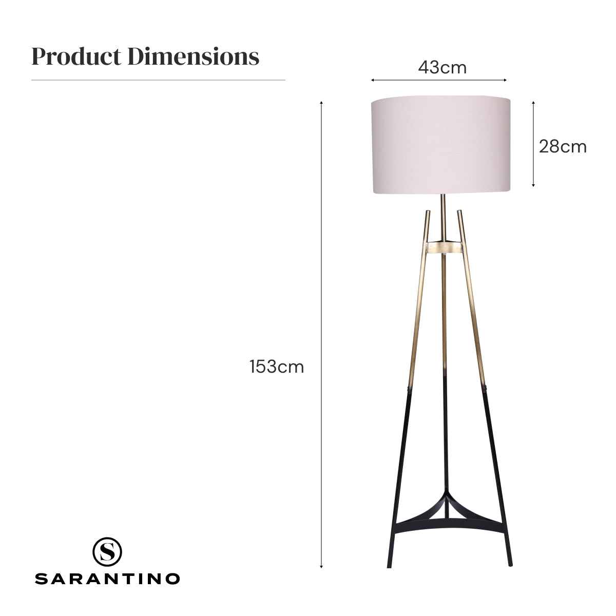 Sarantino Metal Tripod Electric Floor Lamp Gradient Finish 6