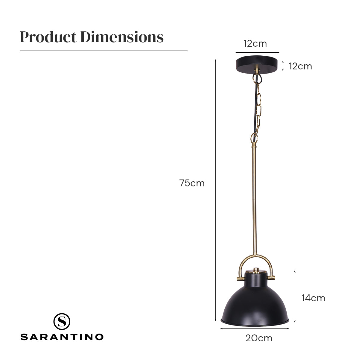 Sarantino Black and Gold Pendant Light 6