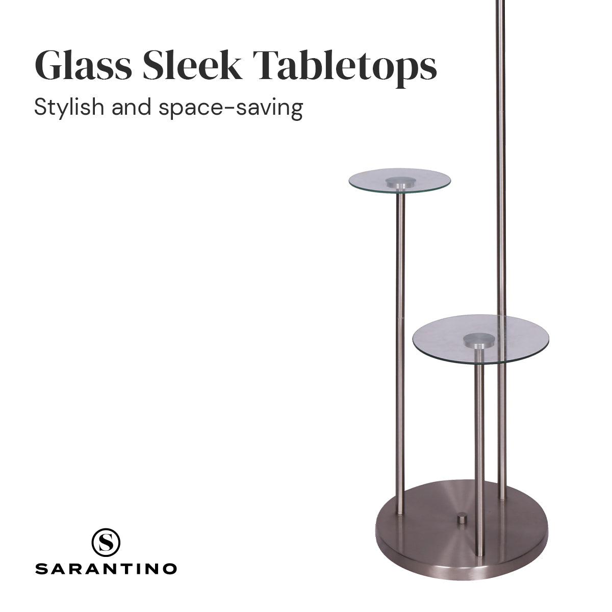 Sarantino Metal Floor Lamp with Glass Shelves 5