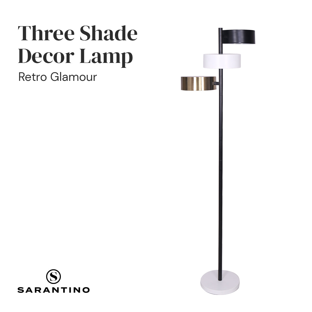 Sarantino Metal Floor Lamp with 3 Swirl Shades 5