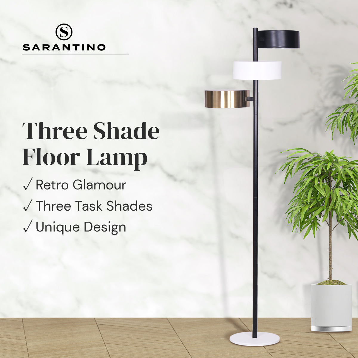 Sarantino Metal Floor Lamp with 3 Swirl Shades 9