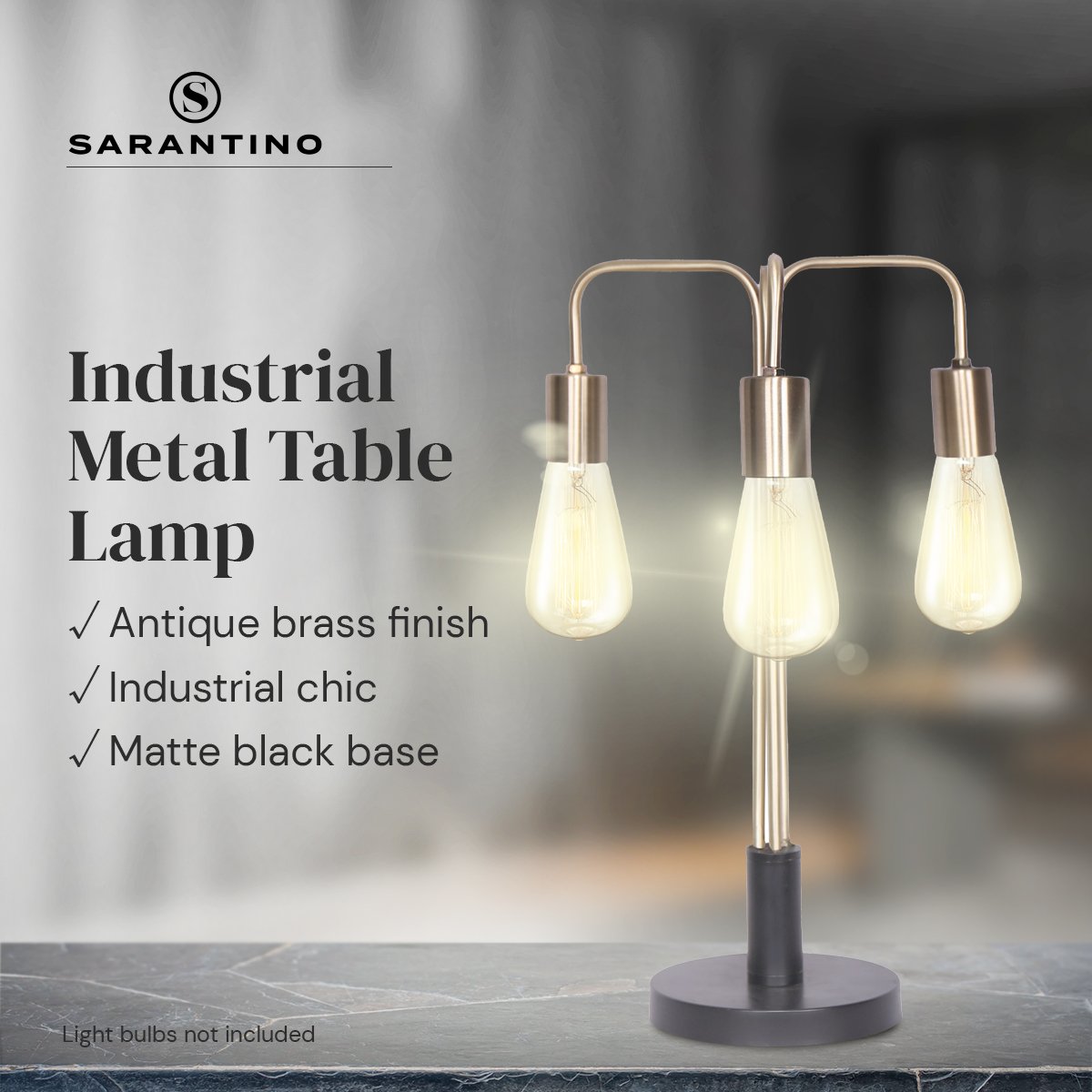 Sarantino Exposed Bulb Industrial Table Lamp 9