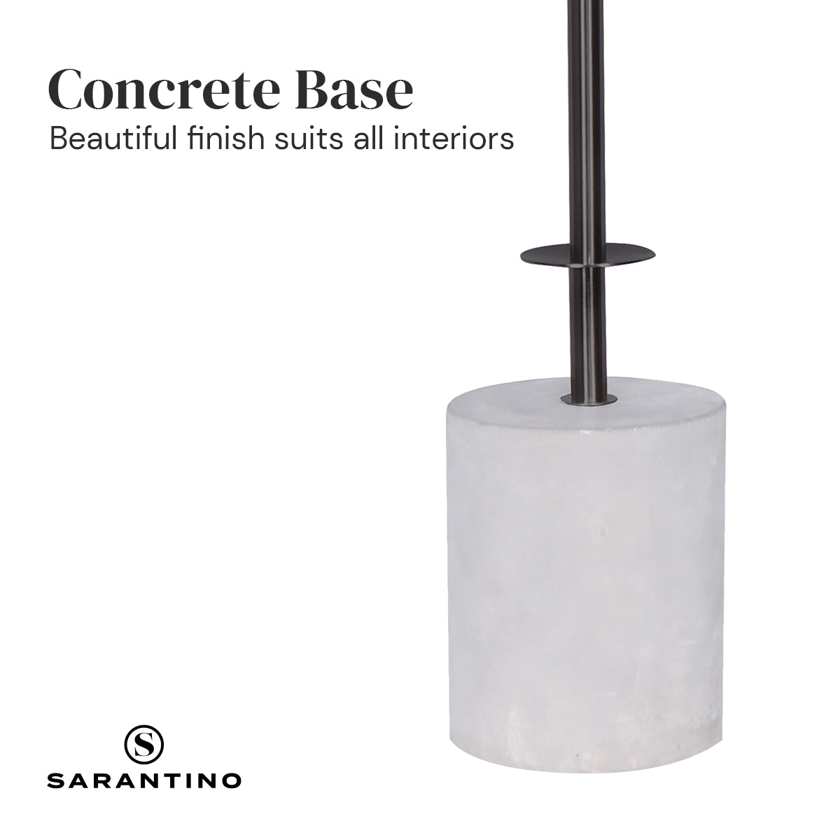 Sarantino Concrete & Metal Table Lamp with Ghost-White Linen Drum Shade 4