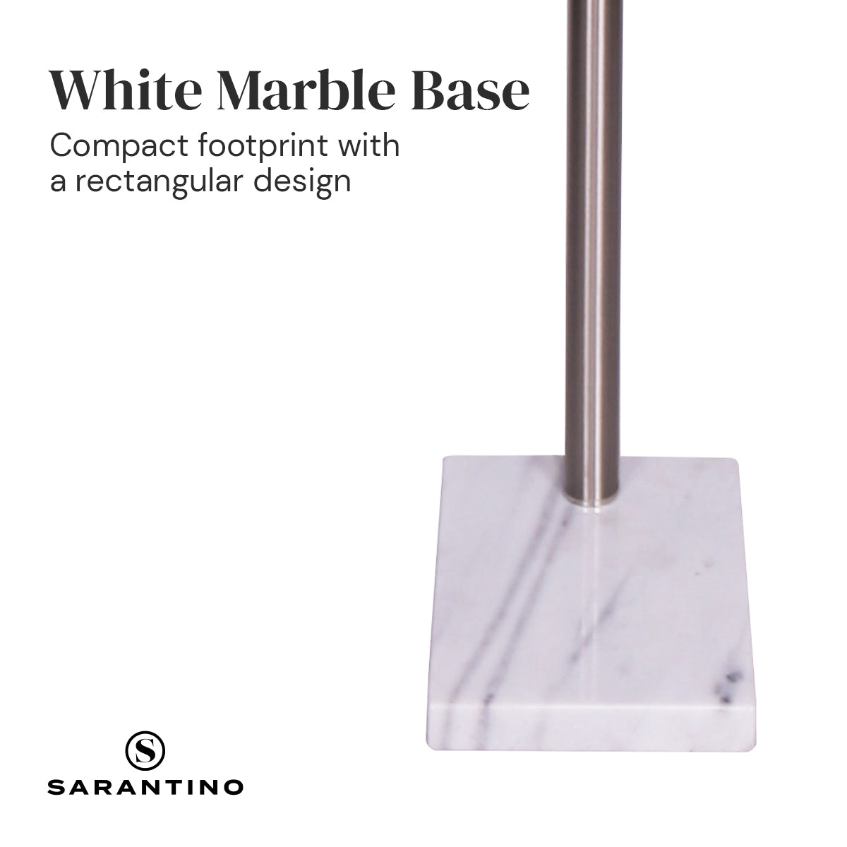 Sarantino 3-Light Metal Arc Floor Lamp - Nickel & Marble Finish 6