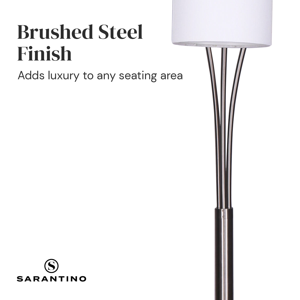 Sarantino 3-Light Metal Arc Floor Lamp - Nickel & Marble Finish 7