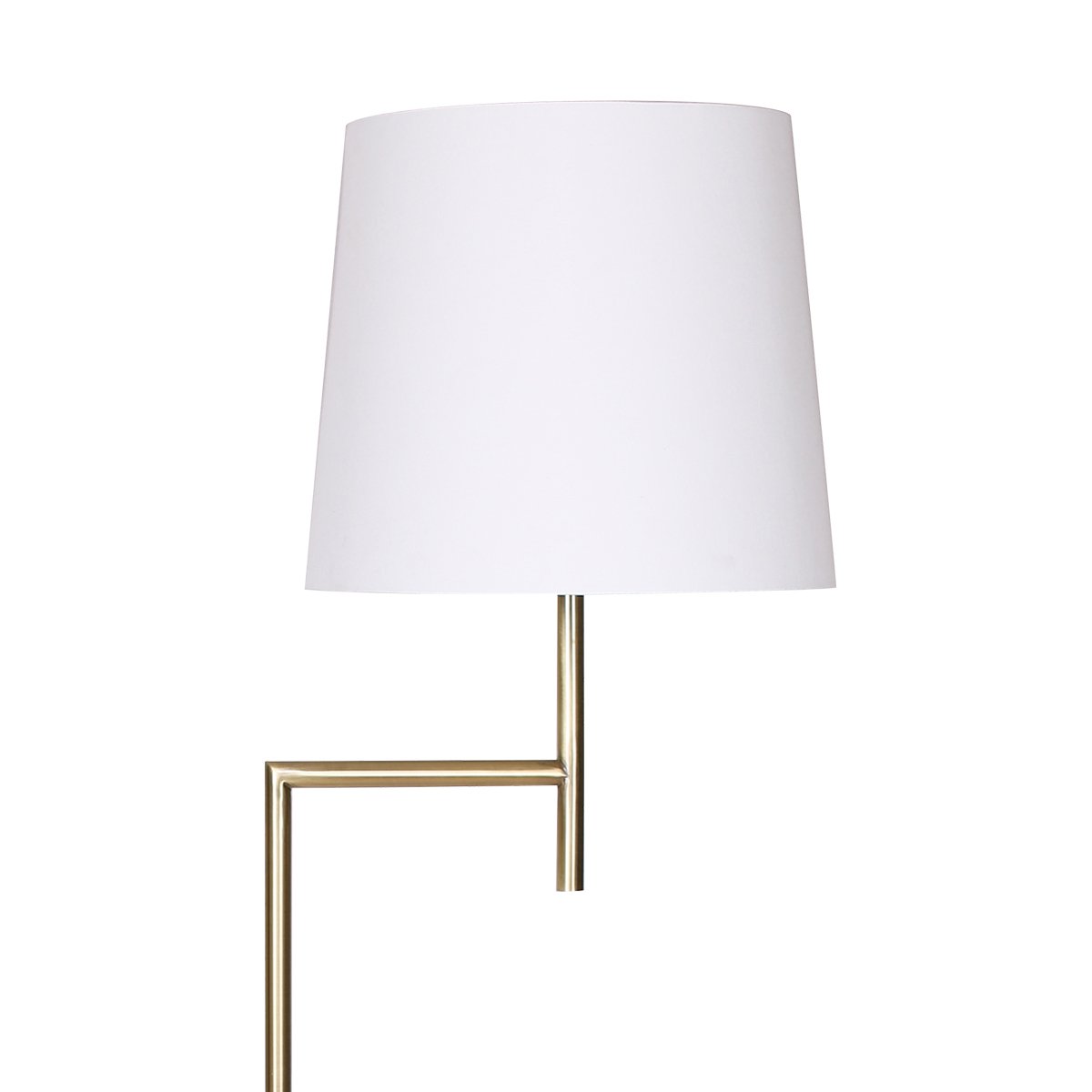 Sarantino Metal Floor Lamp in Antique Brass Finish with Cream Linen Fabric Shade 3