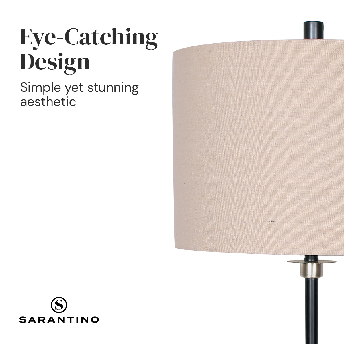 Sarantino Metal Table Lamp with Linen Drum Shade 5