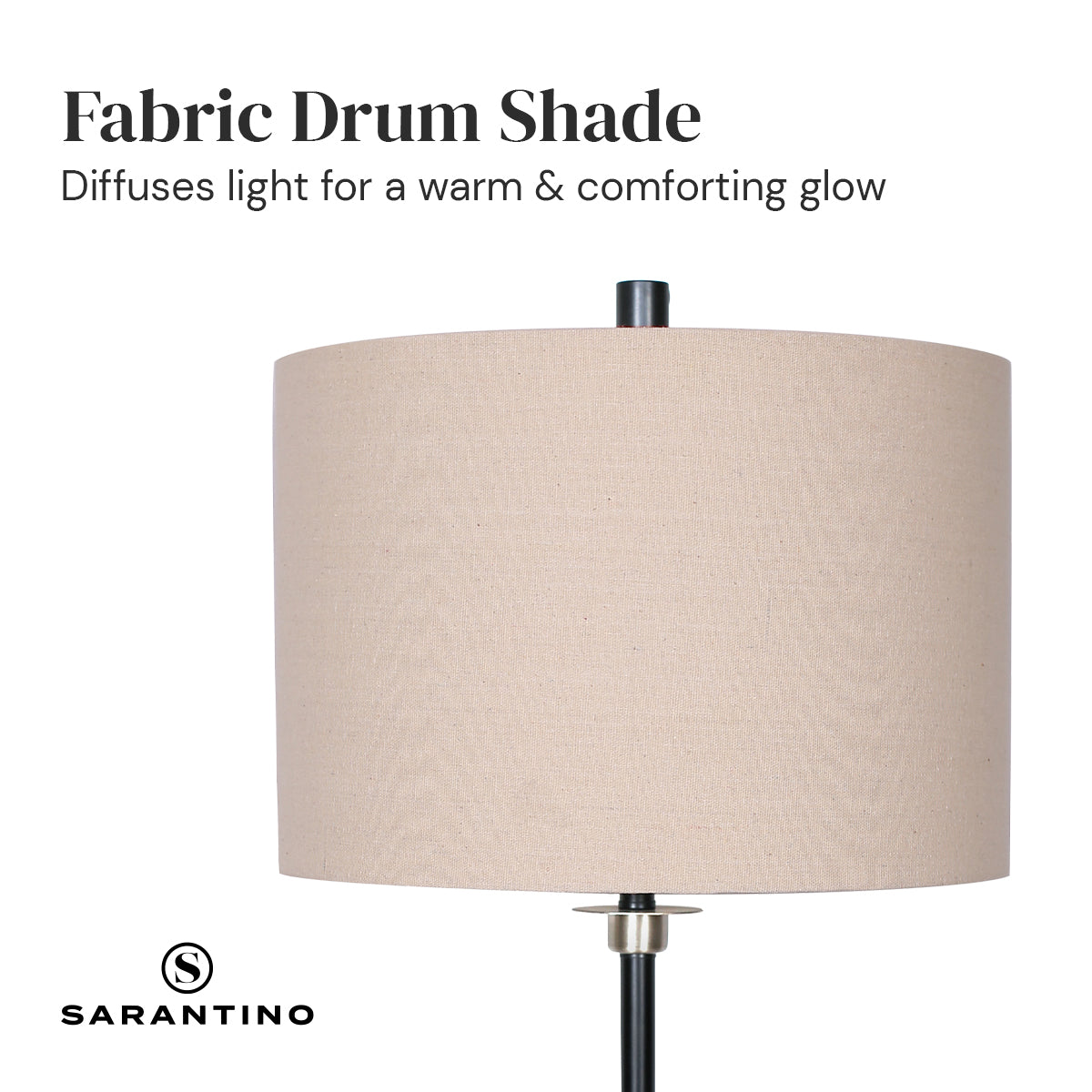 Sarantino Metal Table Lamp with Linen Drum Shade 6
