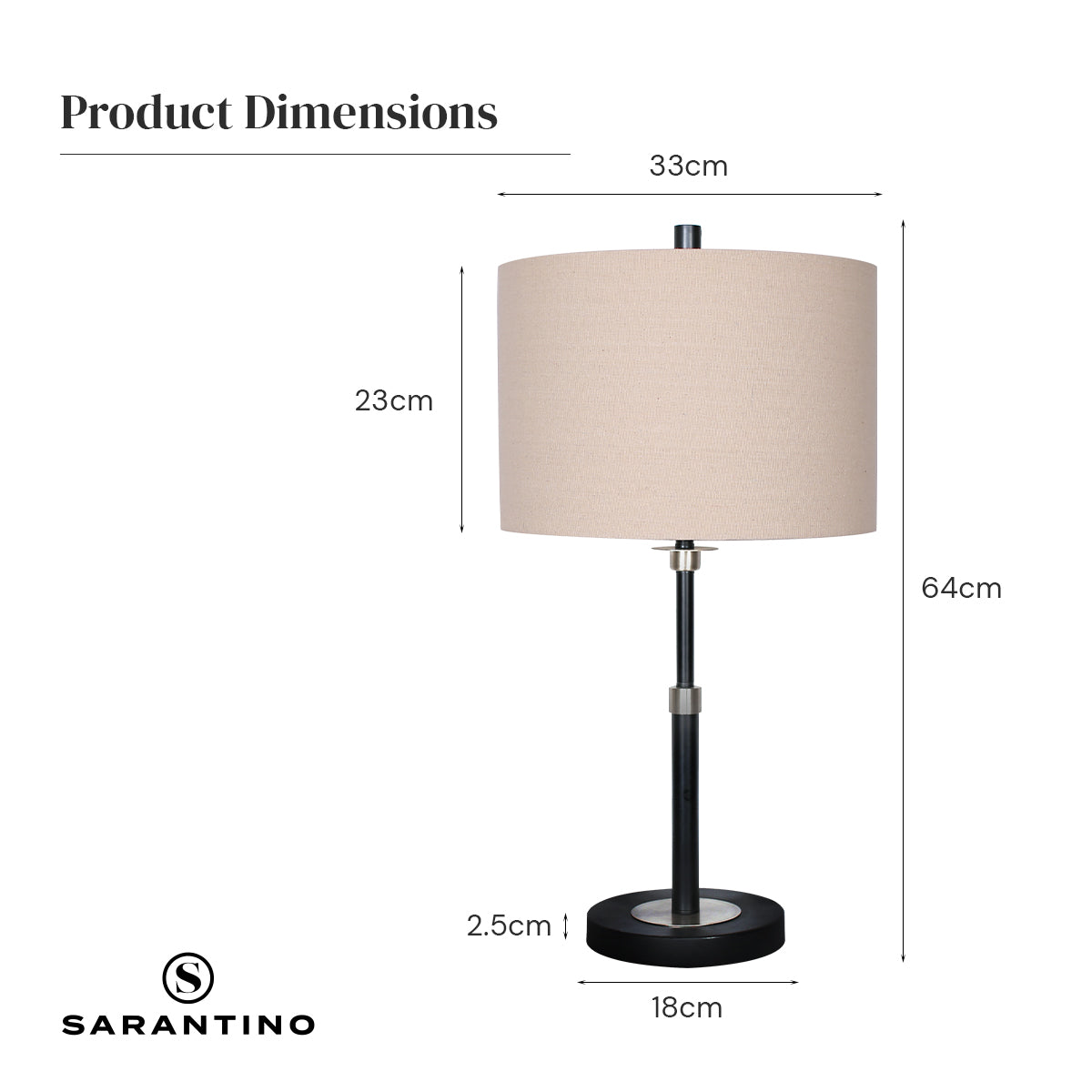 Sarantino Metal Table Lamp with Linen Drum Shade 10
