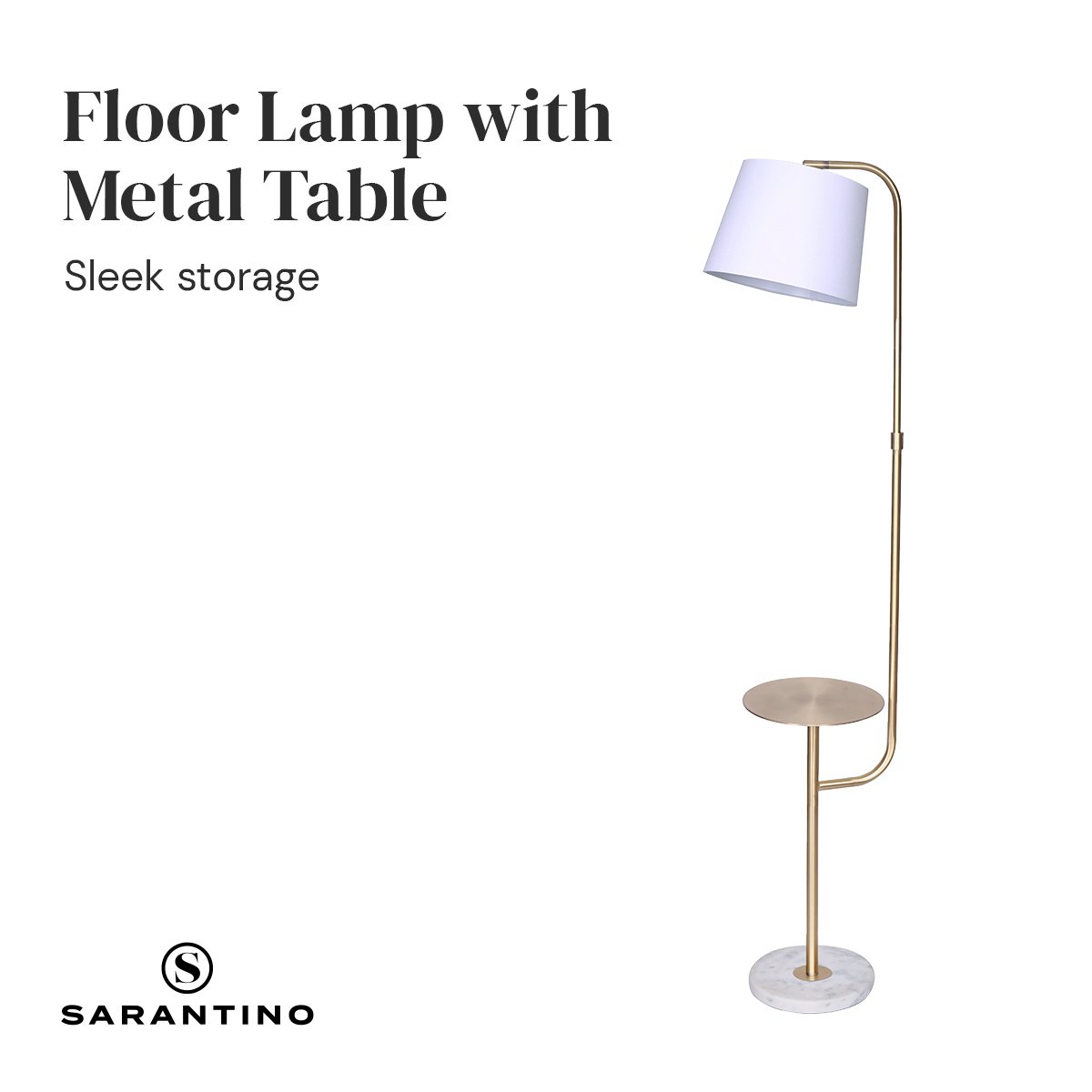 Sarantino Marble & Metal End Table Top Floor Lamp 3