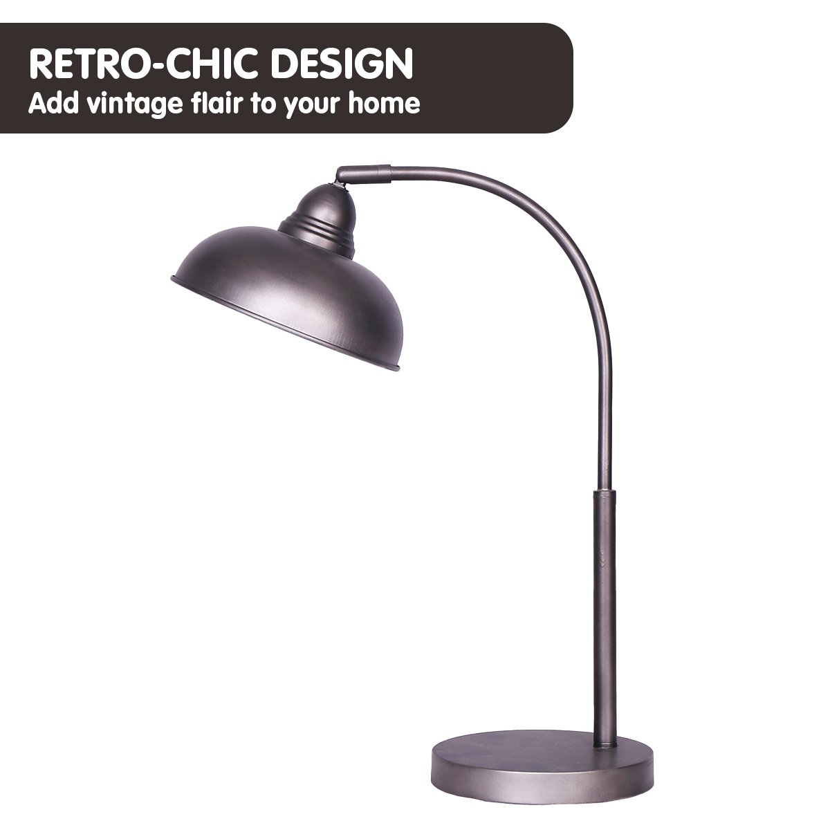 Sarantino Table Lamp Industrial Chic Adjustable Angle - Dark Grey 3