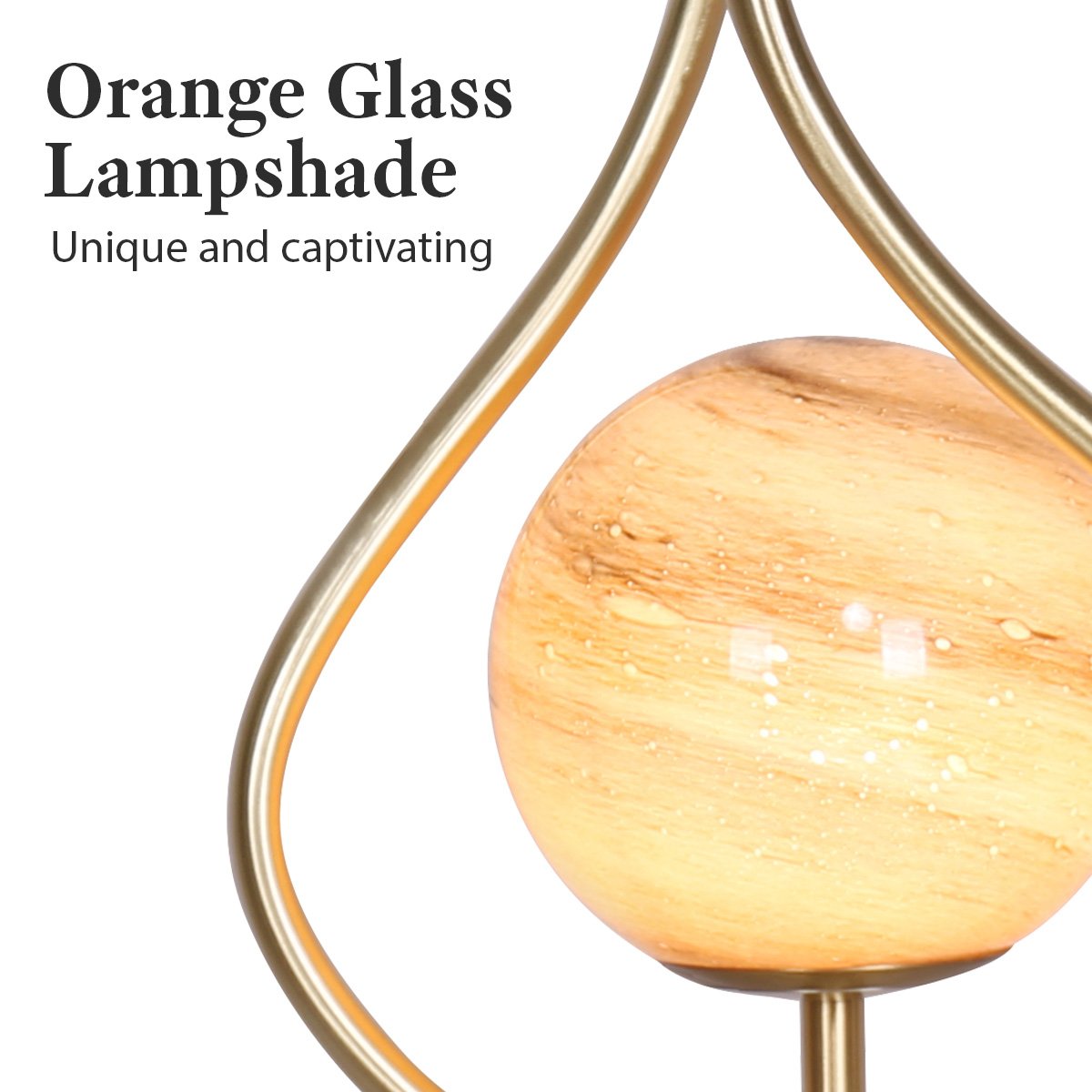 Sarantino Sculptural Orange Glass Table Lamp With White Marble Base 6