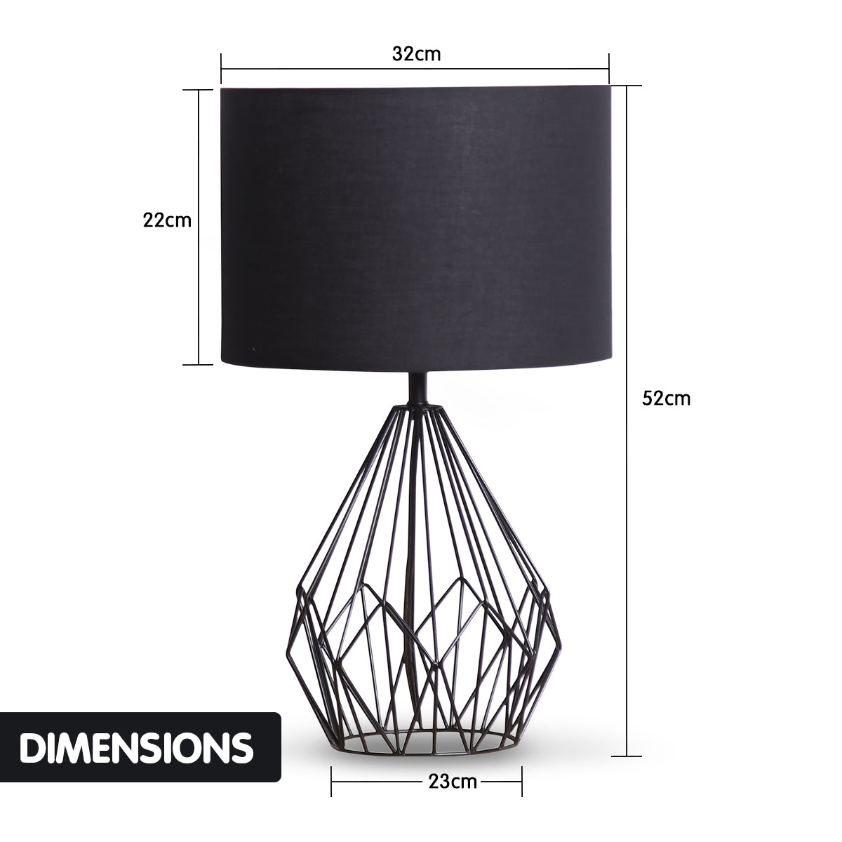 Sarantino Metal Wire Table Lamp in Black Finish With Black Drum Shade 5