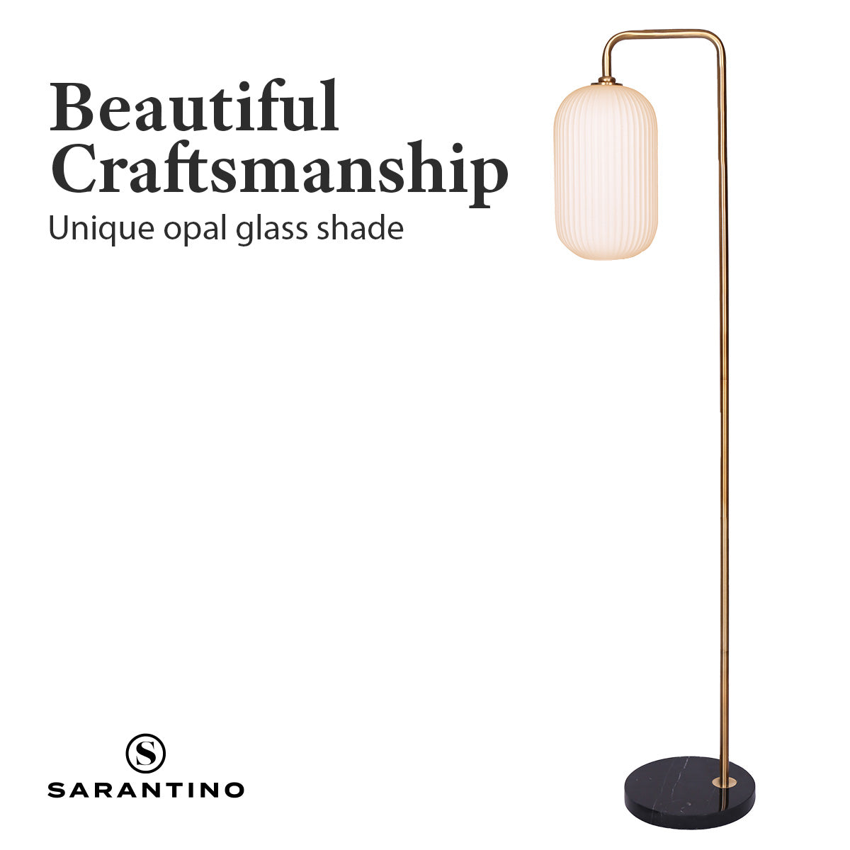 Sarantino Metal Floor Lamp With Opal Glass Shade 6