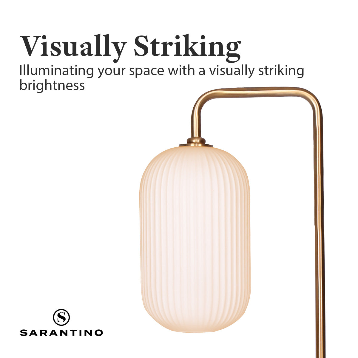 Sarantino Metal Floor Lamp With Opal Glass Shade 7
