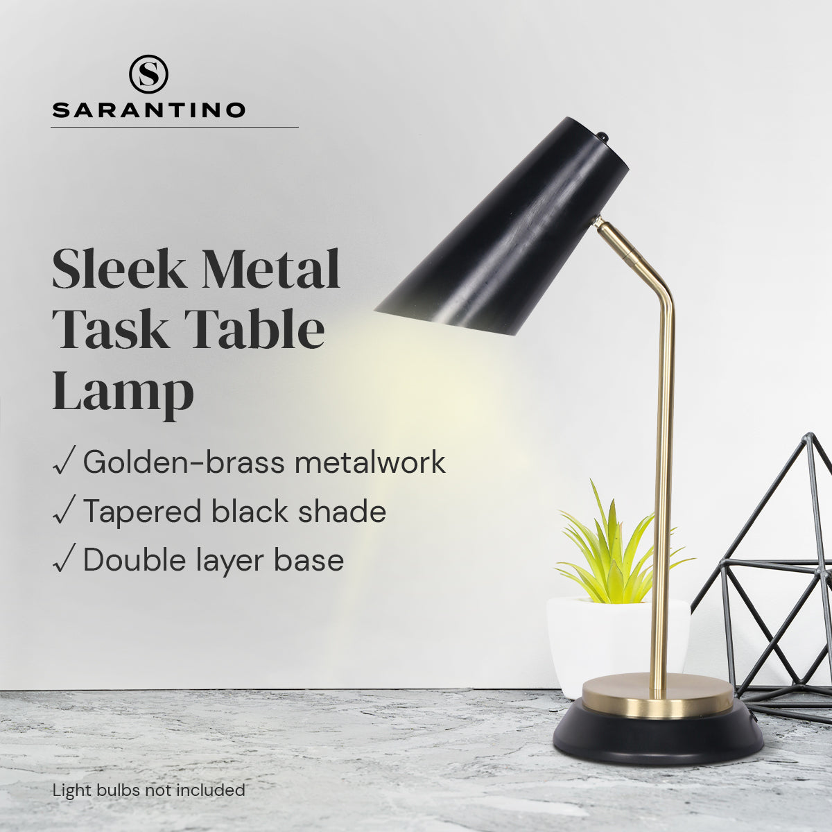 Sarantino Electric Reading Light Table Lamp Brass Finish - Black 8