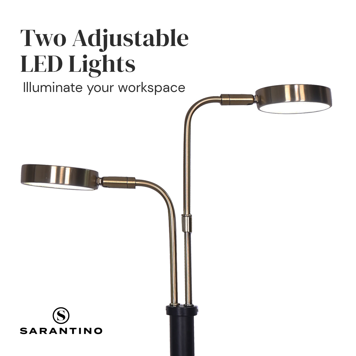 Sarantino LED Metal Table Lamp with 2 Lights Brushed Gold Black Finish 5