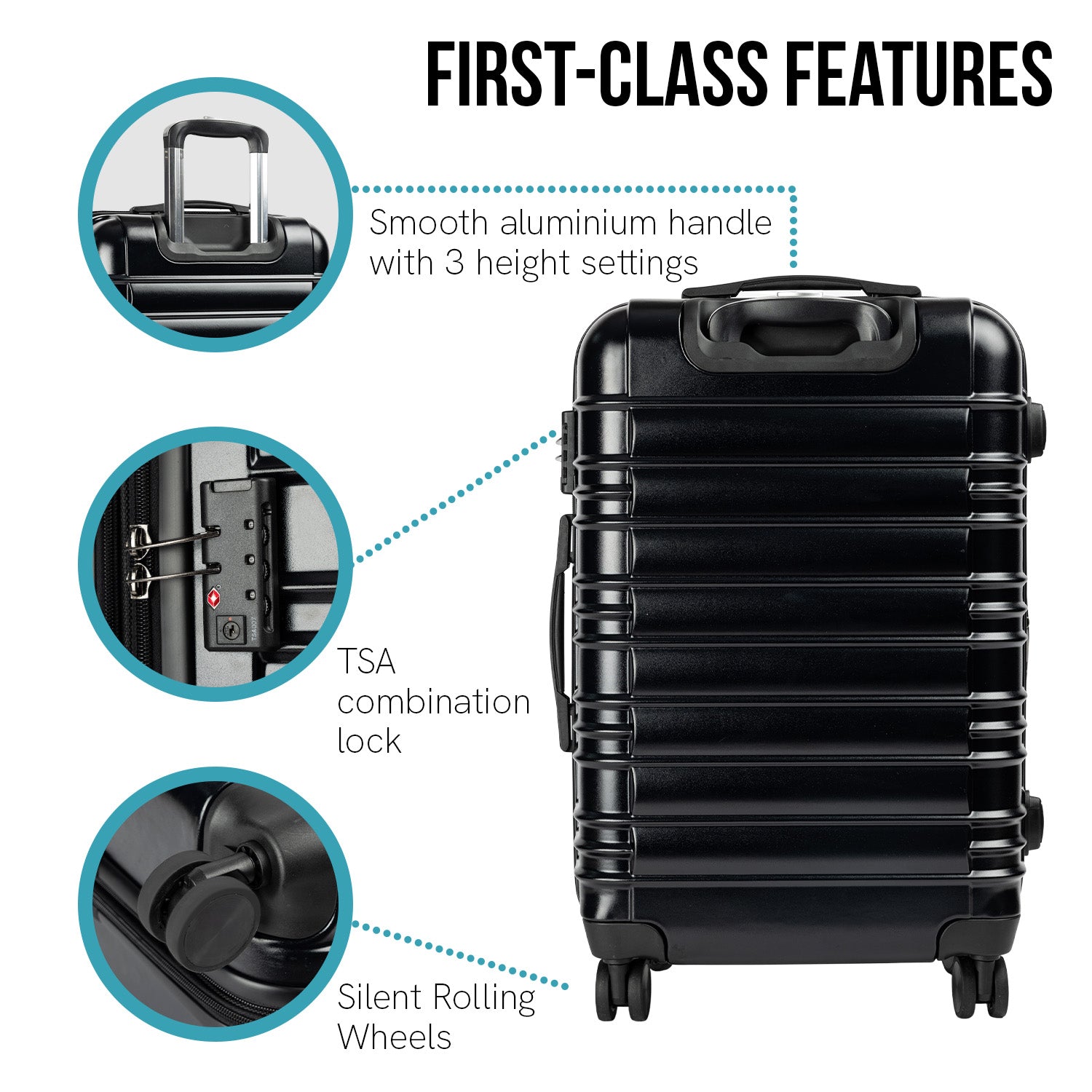 Olympus Noctis Suitcase 24in Hard Shell ABS+PC - Stygian Black 4