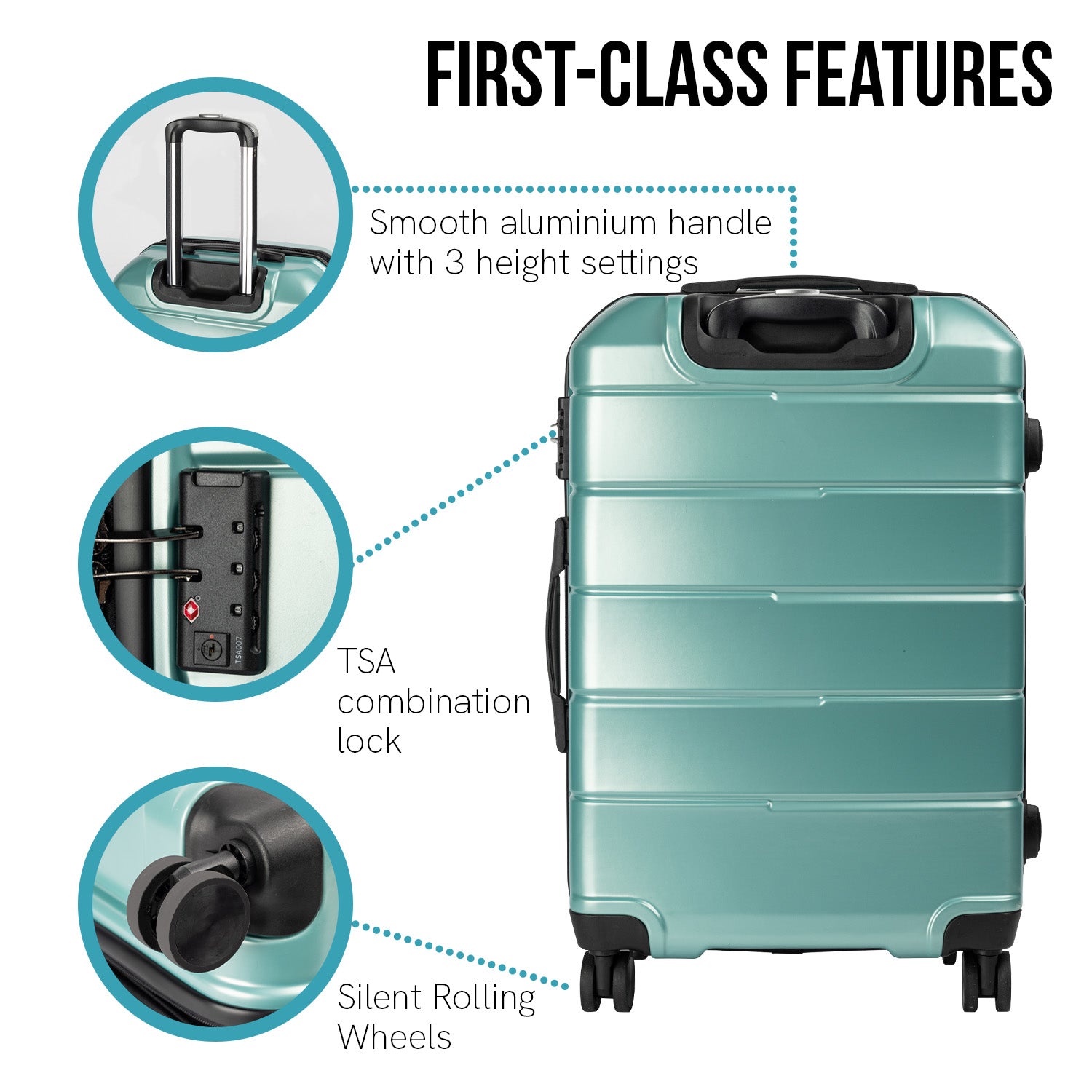 Olympus Artemis 24in Hard Shell Suitcase ABS+PC  Electric Teal 4