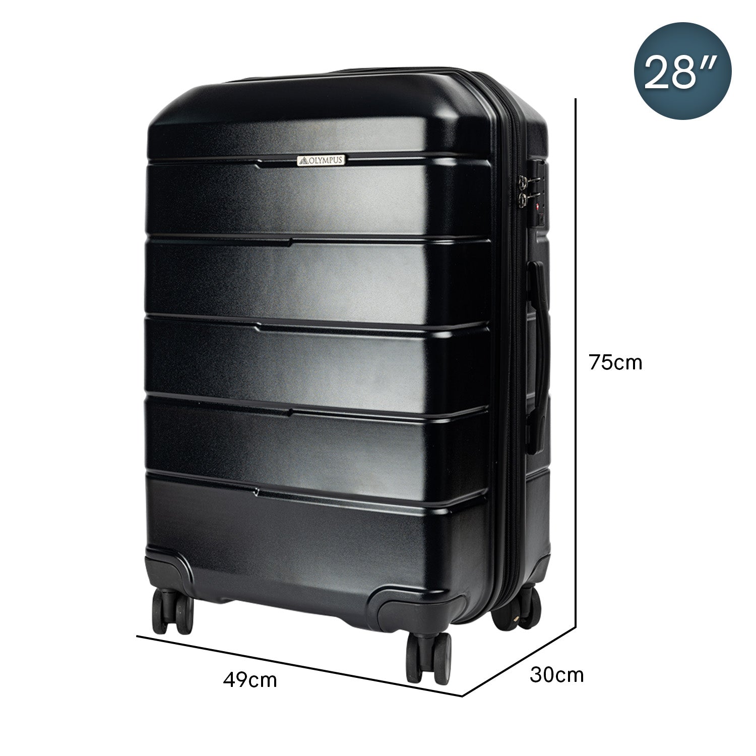 Olympus Artemis 28in Hard Shell Suitcase ABS+PC Jet Black 12