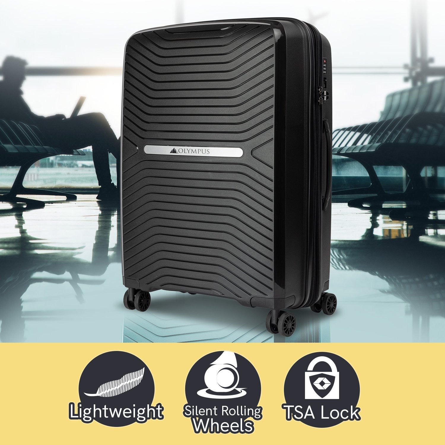 Olympus  Astra 24in Lightweight Hard Shell Suitcase - Obsidian Black 4