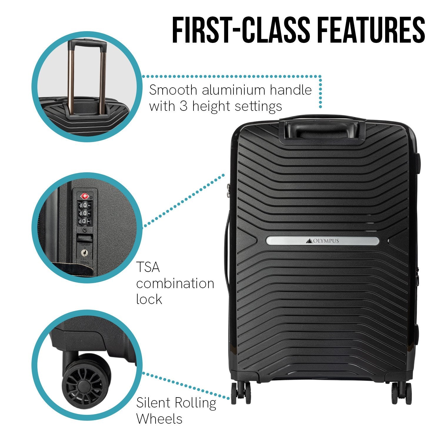 Olympus  Astra 24in Lightweight Hard Shell Suitcase - Obsidian Black 5