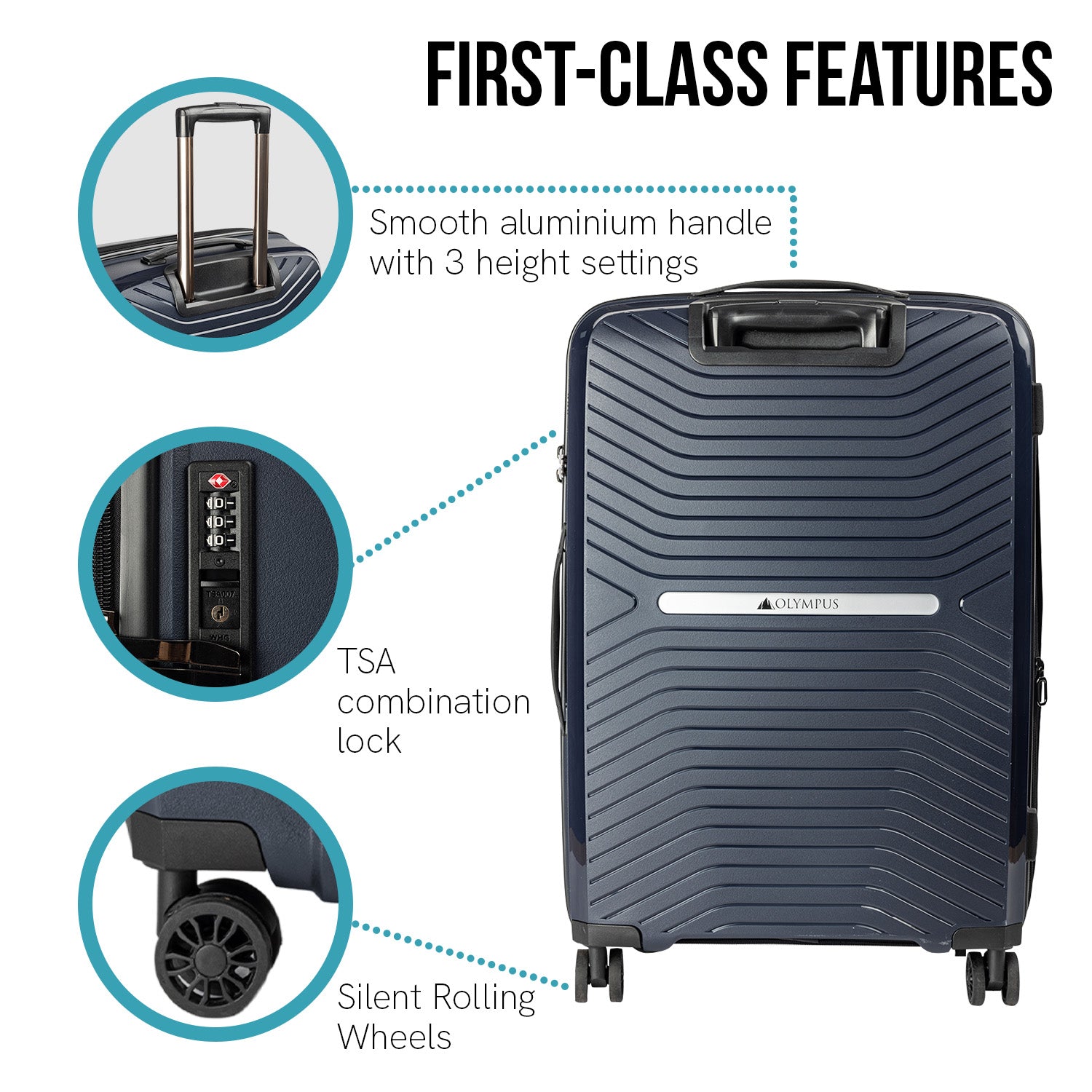 Olympus Astra 24in Lightweight Hard Shell Suitcase - Aegean Blue 3