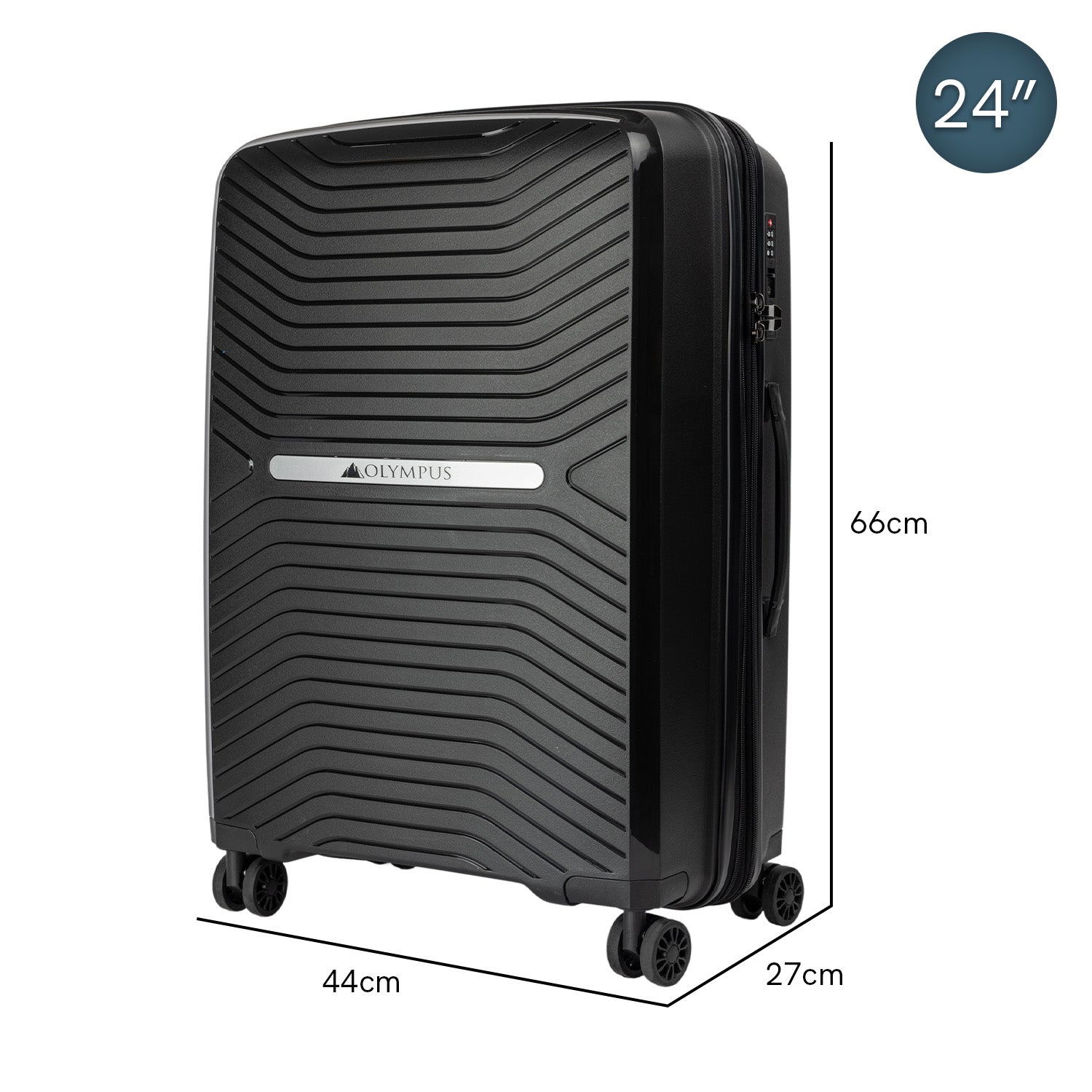 Olympus 3PC Astra Luggage Set Hard Shell Suitcase - Obsidian Black 4