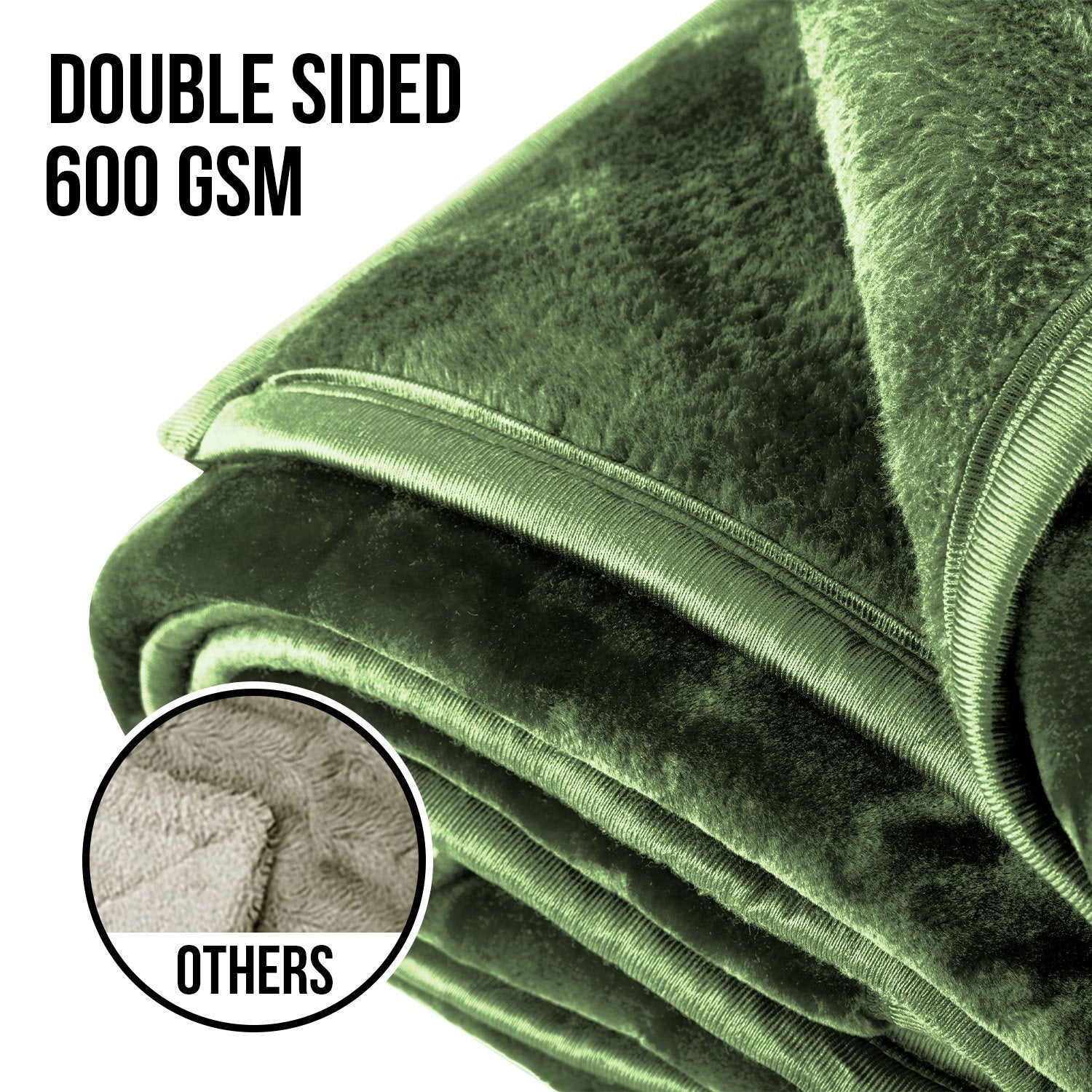 Laura Hill 600gsm Faux Mink Blanket Queen Size Double-sided Throw Rug Large Super Luxurious Soft - Green 6