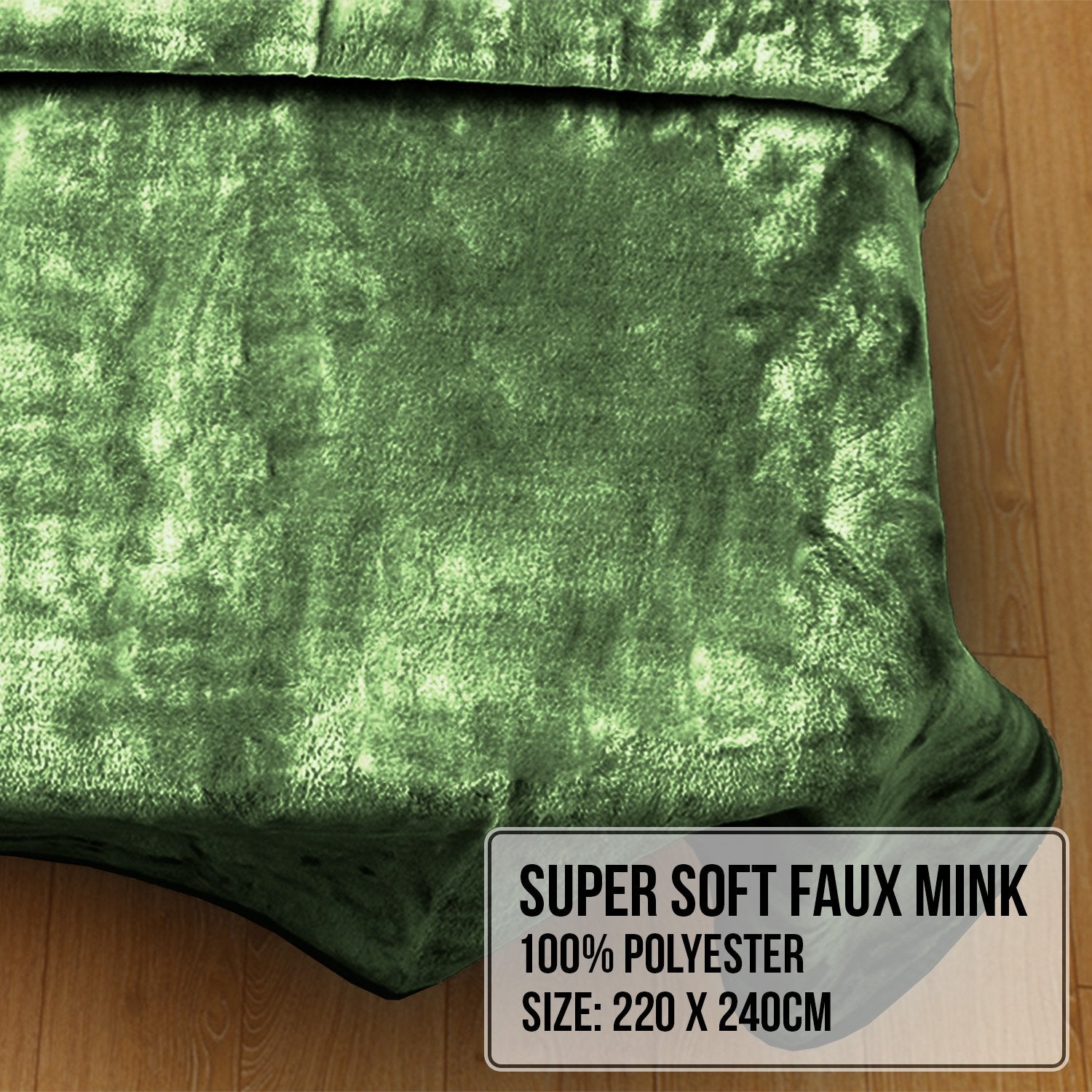 Laura Hill 600gsm Faux Mink Blanket Queen Size Double-sided Throw Rug Large Super Luxurious Soft - Green 10