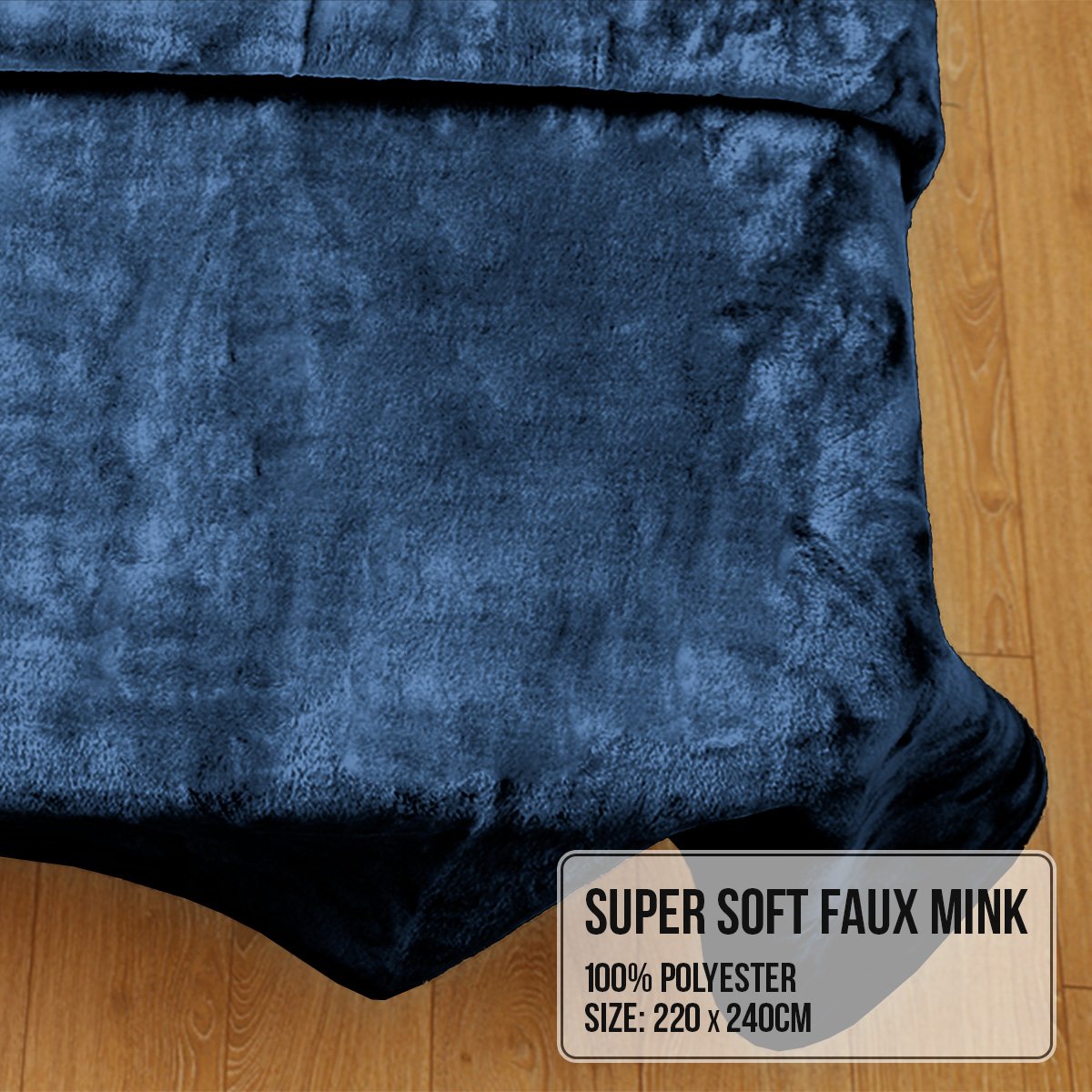 Laura Hill 600gsm Faux Mink Blanket Queen Size Double-sided Throw Rug Large Super Luxurious Soft - Blue 5