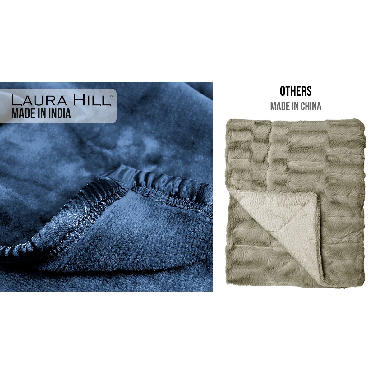 Laura Hill 600gsm Faux Mink Blanket Queen Size Double-sided Throw Rug Large Super Luxurious Soft - Blue 7