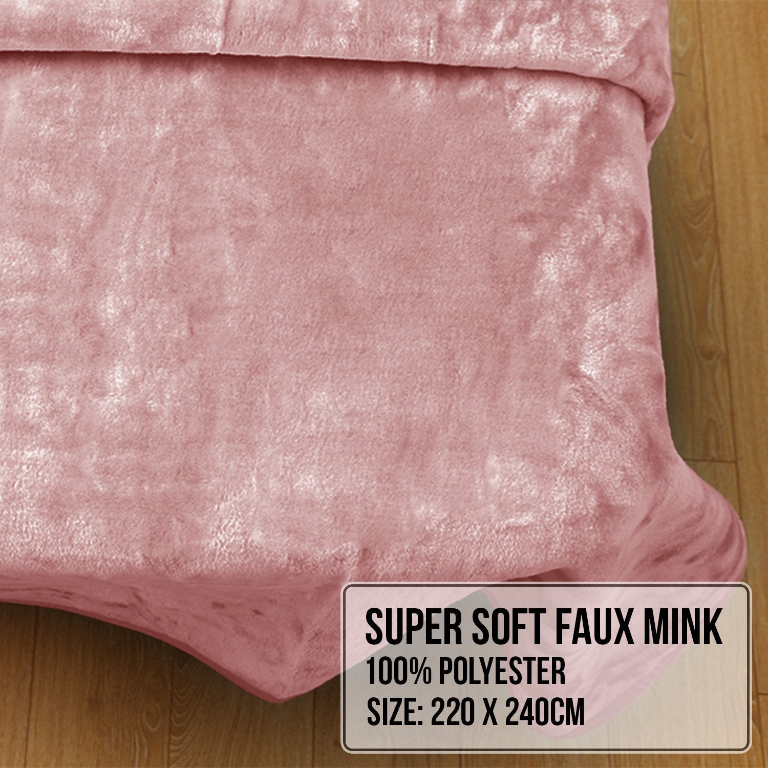 Laura Hill Mink Blanket Queen Size Double-sided Soft Plush Bed Faux Throw Rug 220 X 240cm (pink) 6
