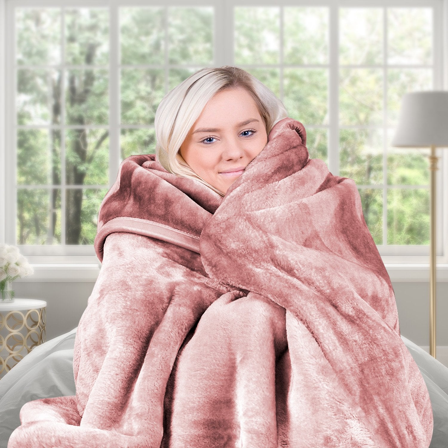 Laura Hill Mink Blanket Queen Size Double-sided Soft Plush Bed Faux Throw Rug 220 X 240cm (pink) 7