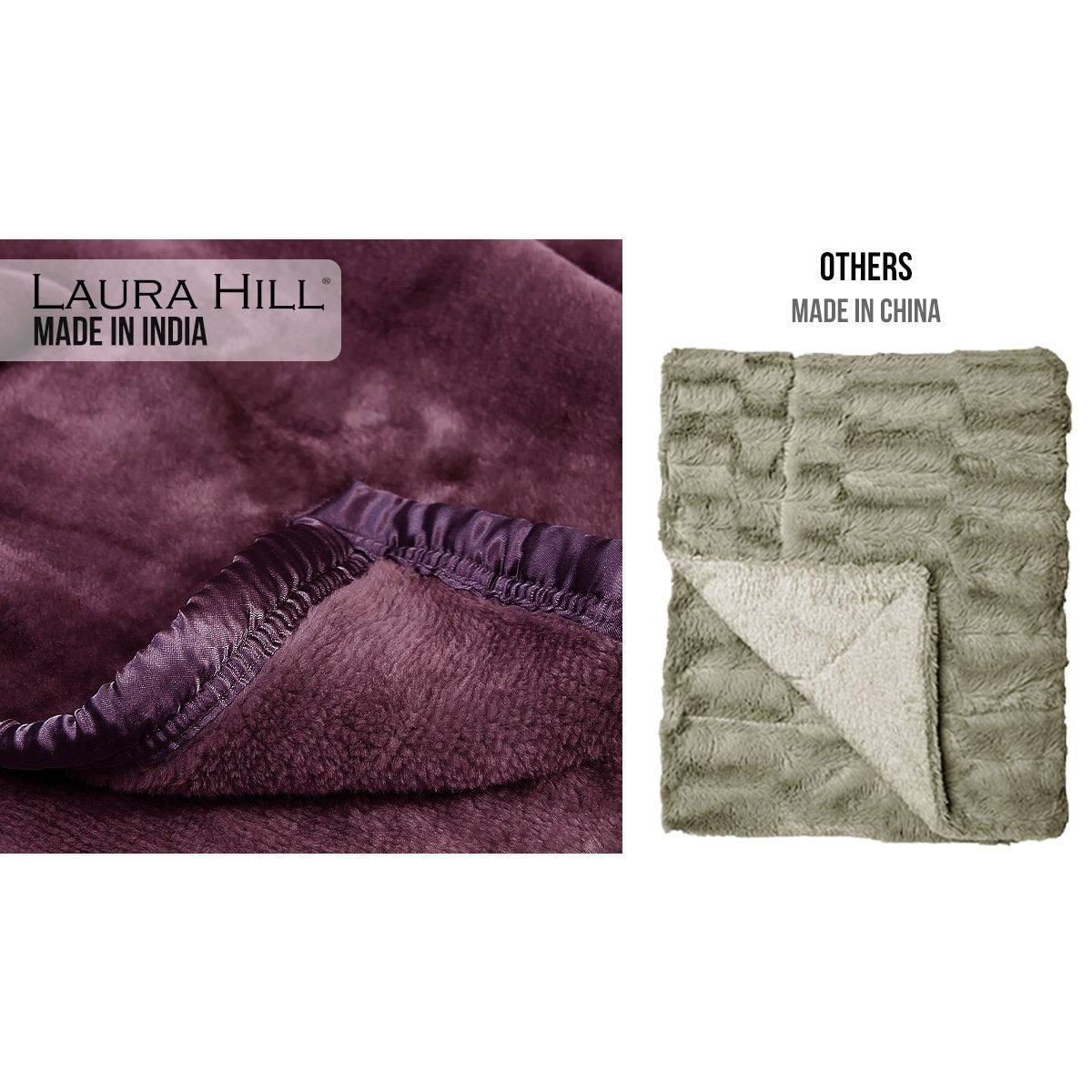 Laura Hill Mink Blanket Throw Purple Double Sided Queen Size Soft Plush Bed Faux Rug 5