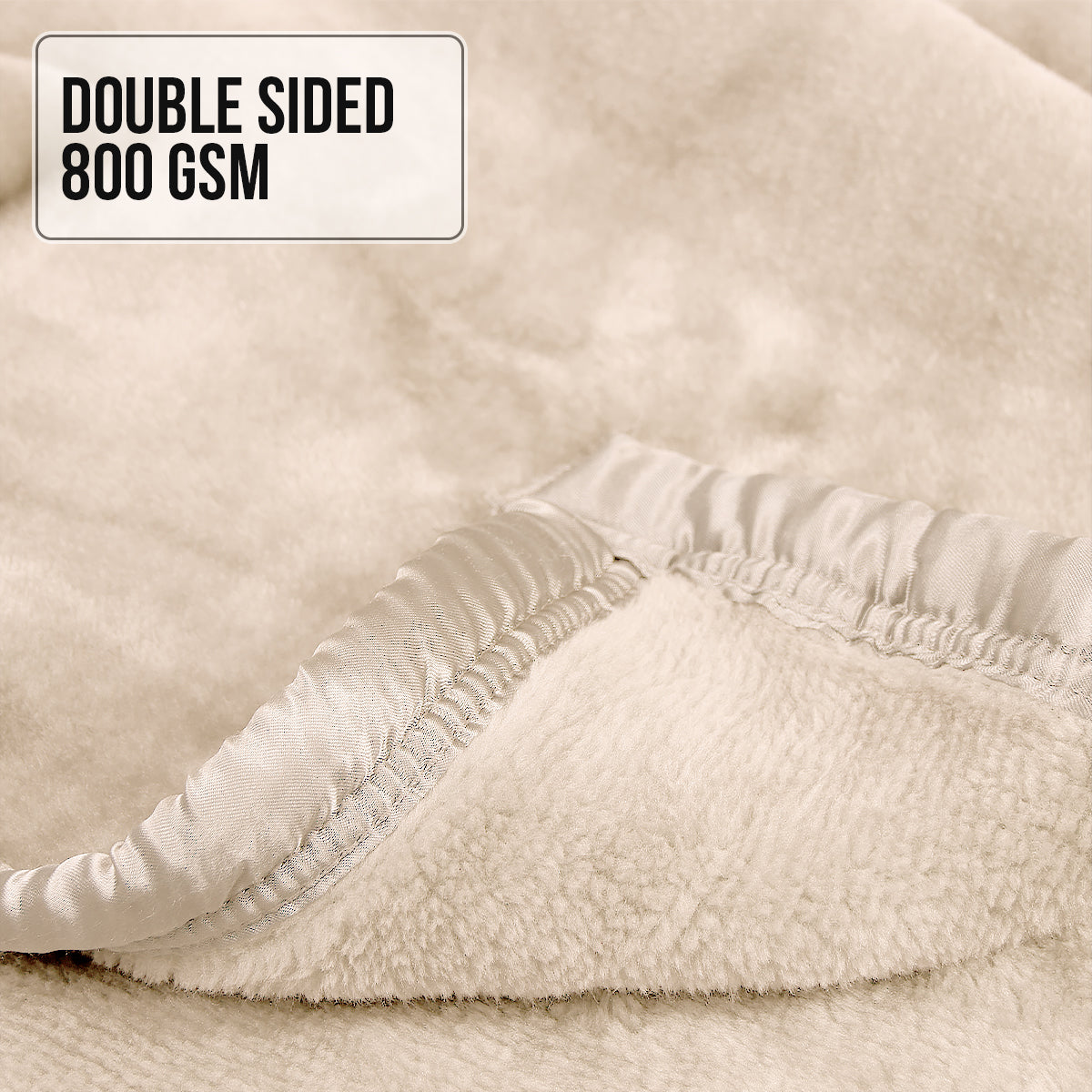 Laura Hill 800-gsm Faux Mink Throw Rug Blanket Queen Size Double-sided Large 220 X 240cm Heavy - Cream 5