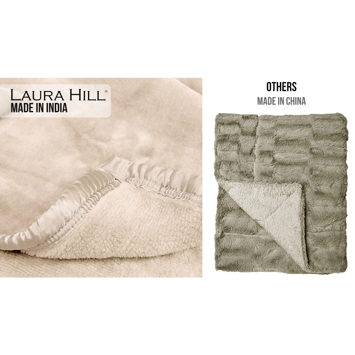 Laura Hill 800-gsm Faux Mink Throw Rug Blanket Queen Size Double-sided Large 220 X 240cm Heavy - Cream 6
