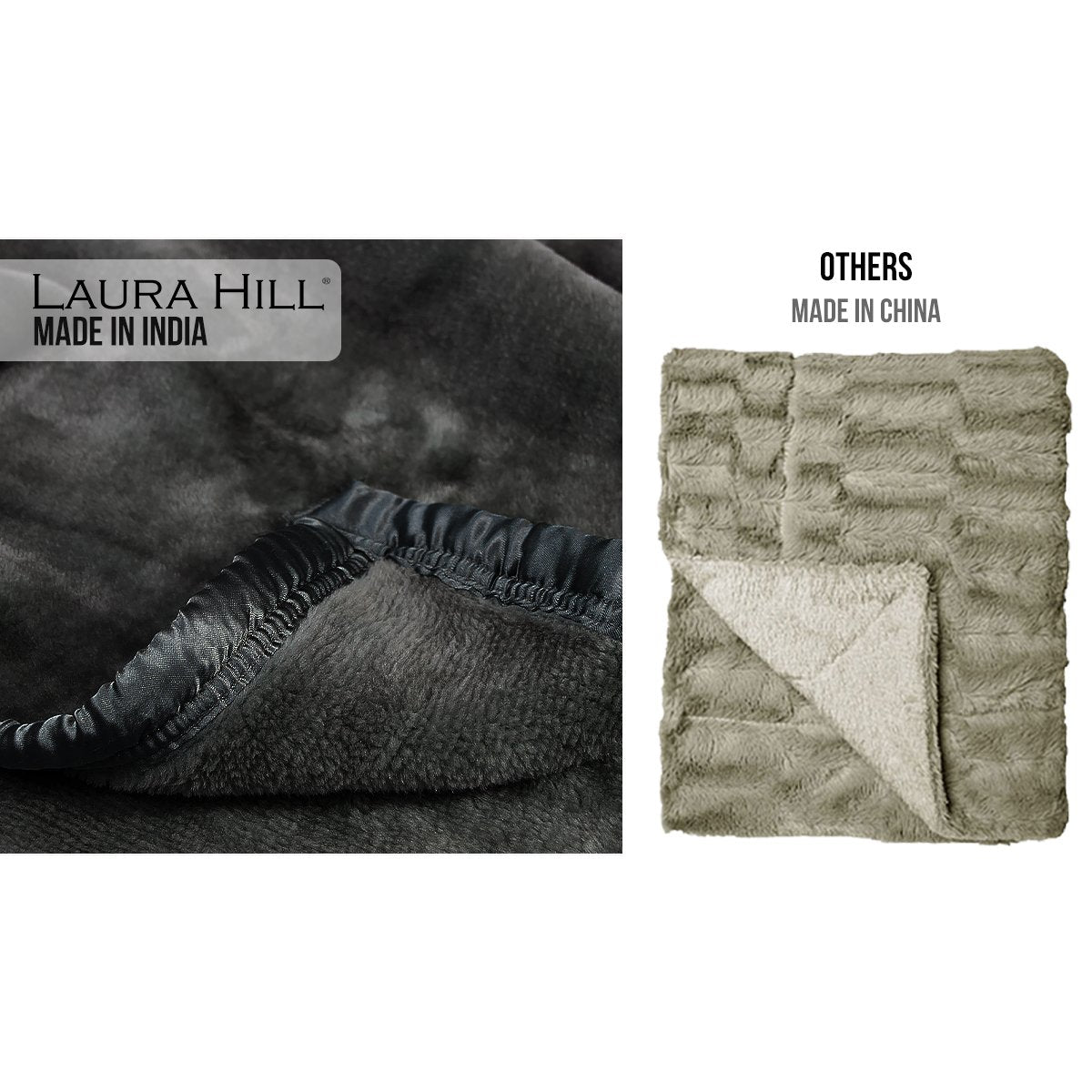 Laura Hill 800-gsm Faux Mink Throw Rug Blanket Queen Size Double-sided Large Super Luxurious Soft Heavy - Black 4
