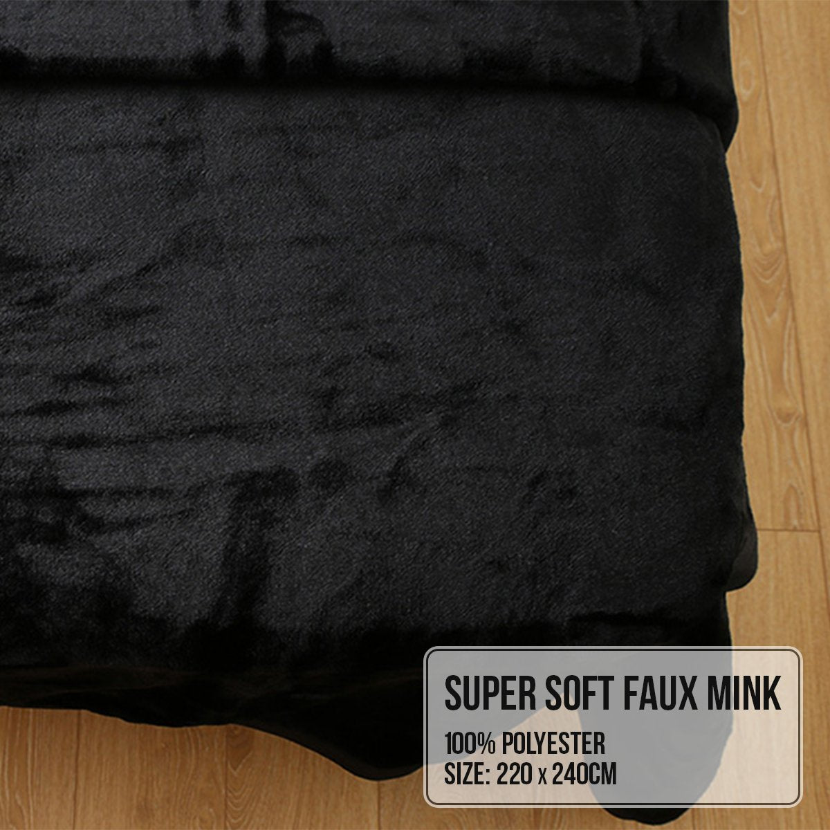 Laura Hill 800-gsm Faux Mink Throw Rug Blanket Queen Size Double-sided Large Super Luxurious Soft Heavy - Black 6
