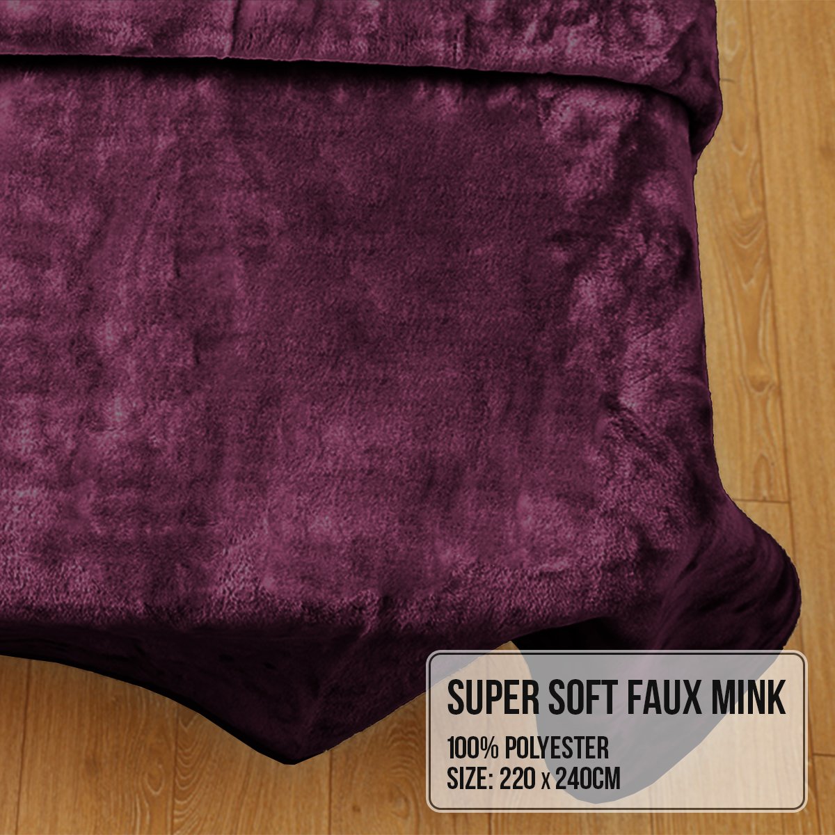 Laura Hill Double-sided Large 220 X 240cm Faux Mink Throw Rug Blanket 800-gsm Heavy - Purple 7