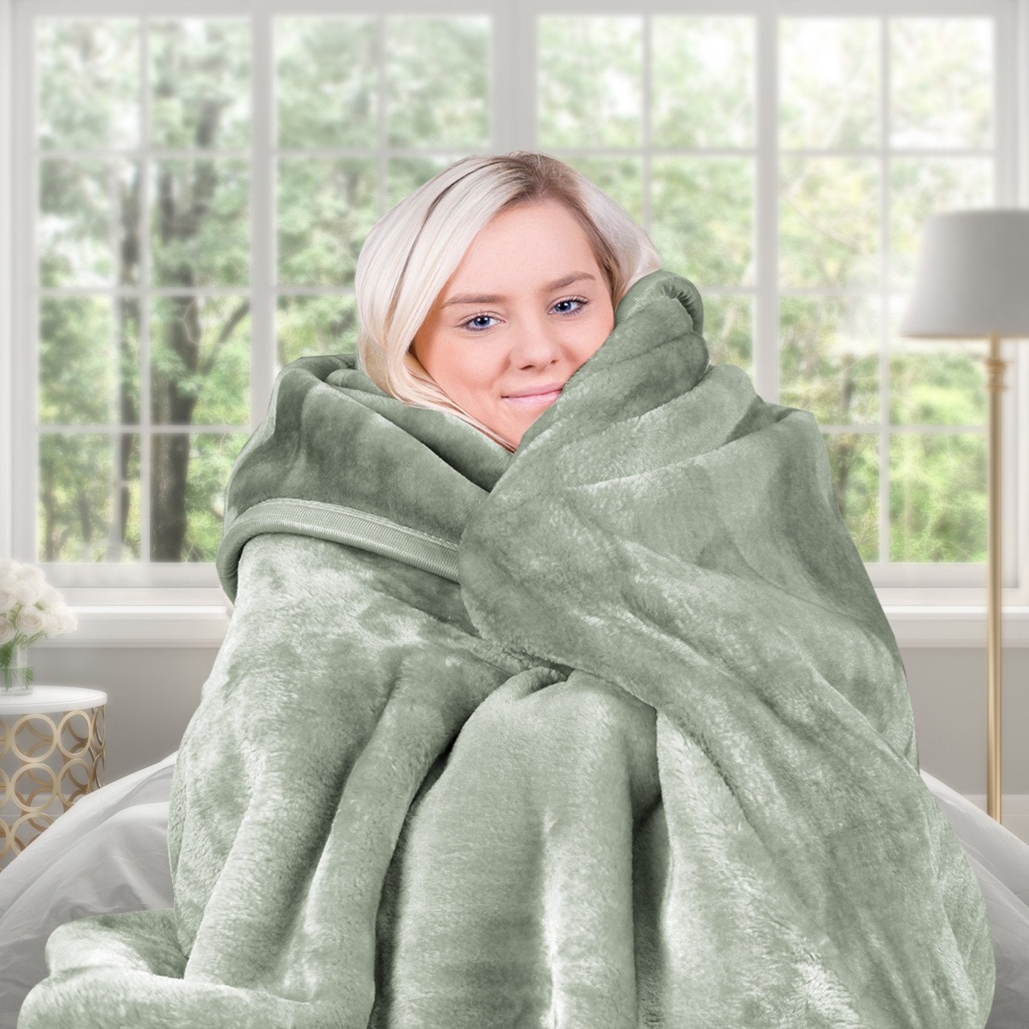 Laura Hill 800-GSM Mink Blanket Queen Size Double-Sided Soft Plush Bed Faux Throw Rug 220 X 240cm Heavy Sage 7
