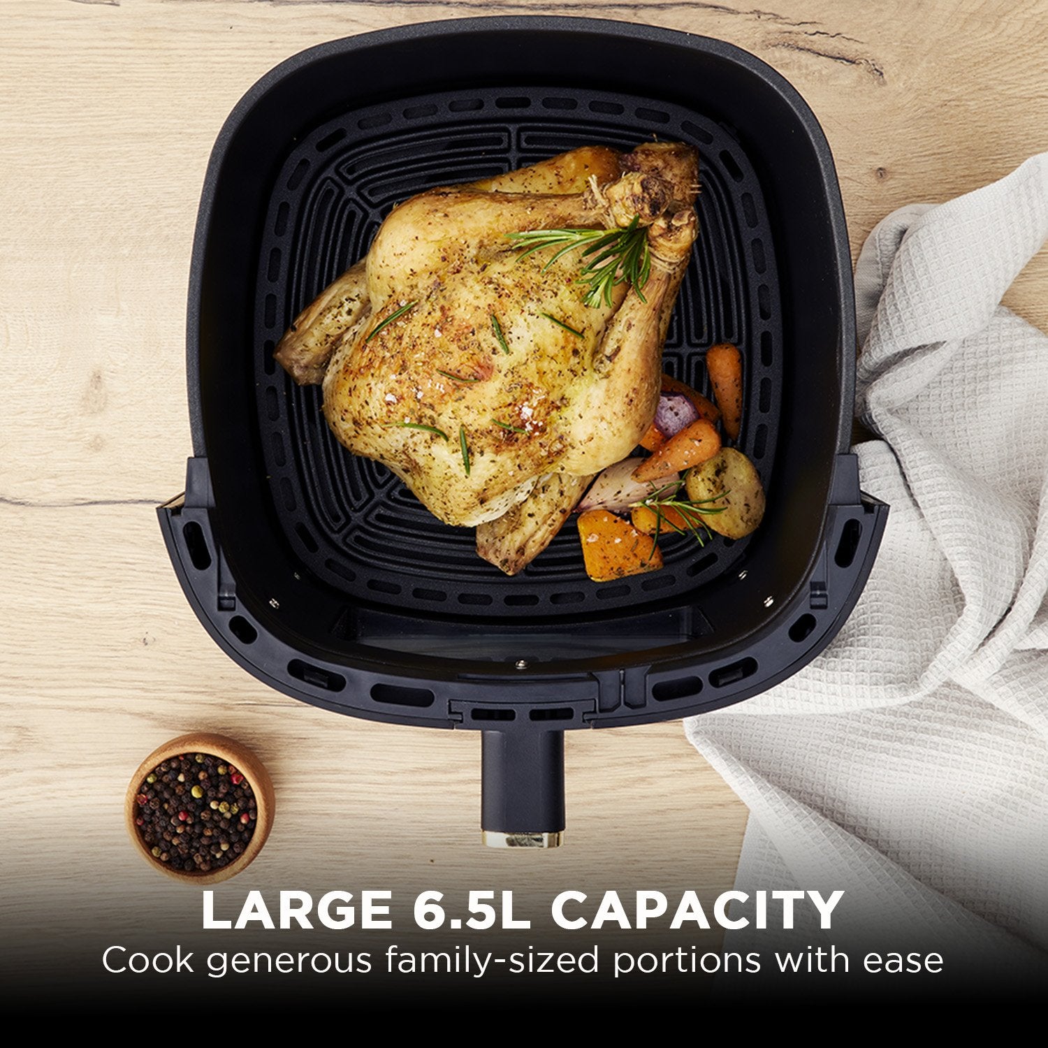 Morphy Richards 6.5L Digital Air Fryer MRAF72BK w/LED Touch Control Panel 8 Preset Cooking Programs Non Stick Drawer 10