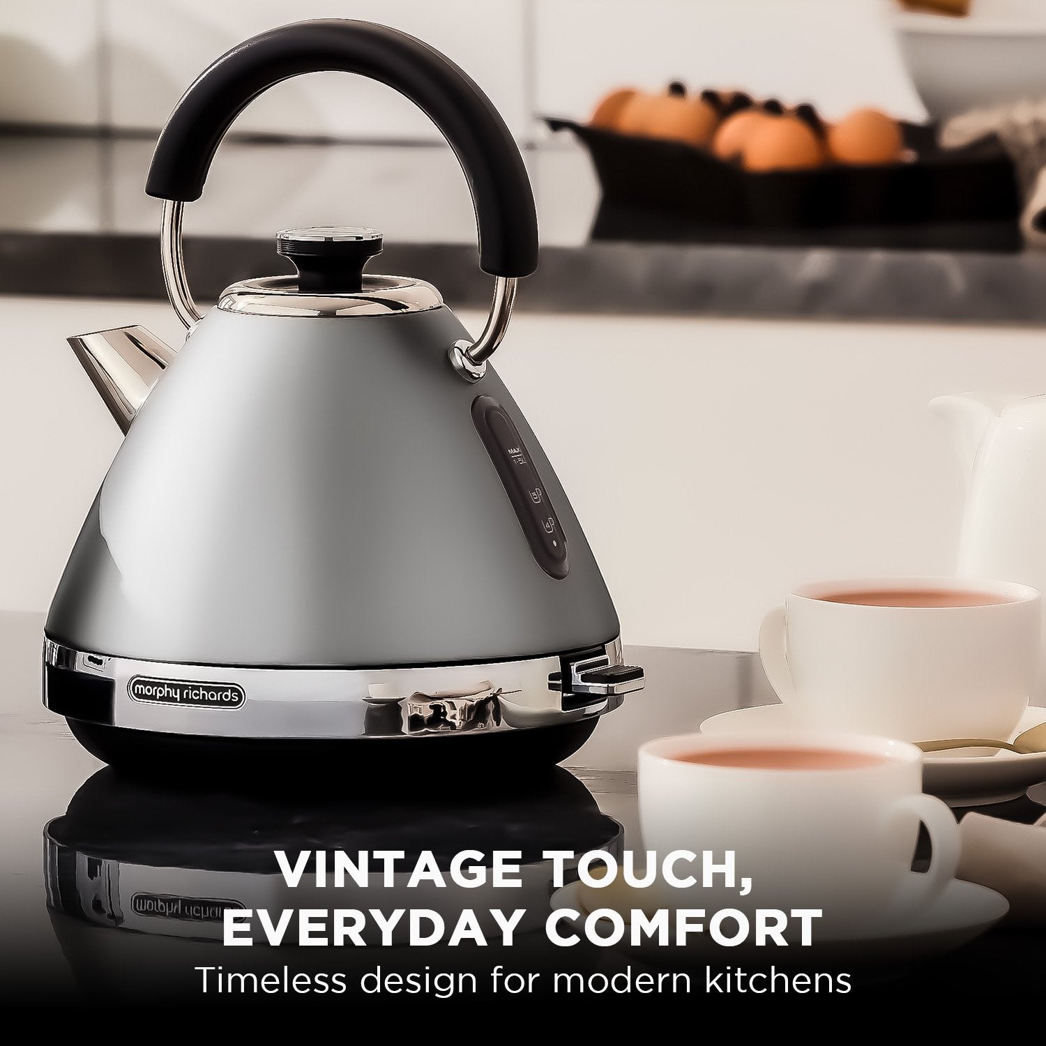 Morphy Richards 1.5L Venture Collection Pyramid Kettle in Steel Grey 6
