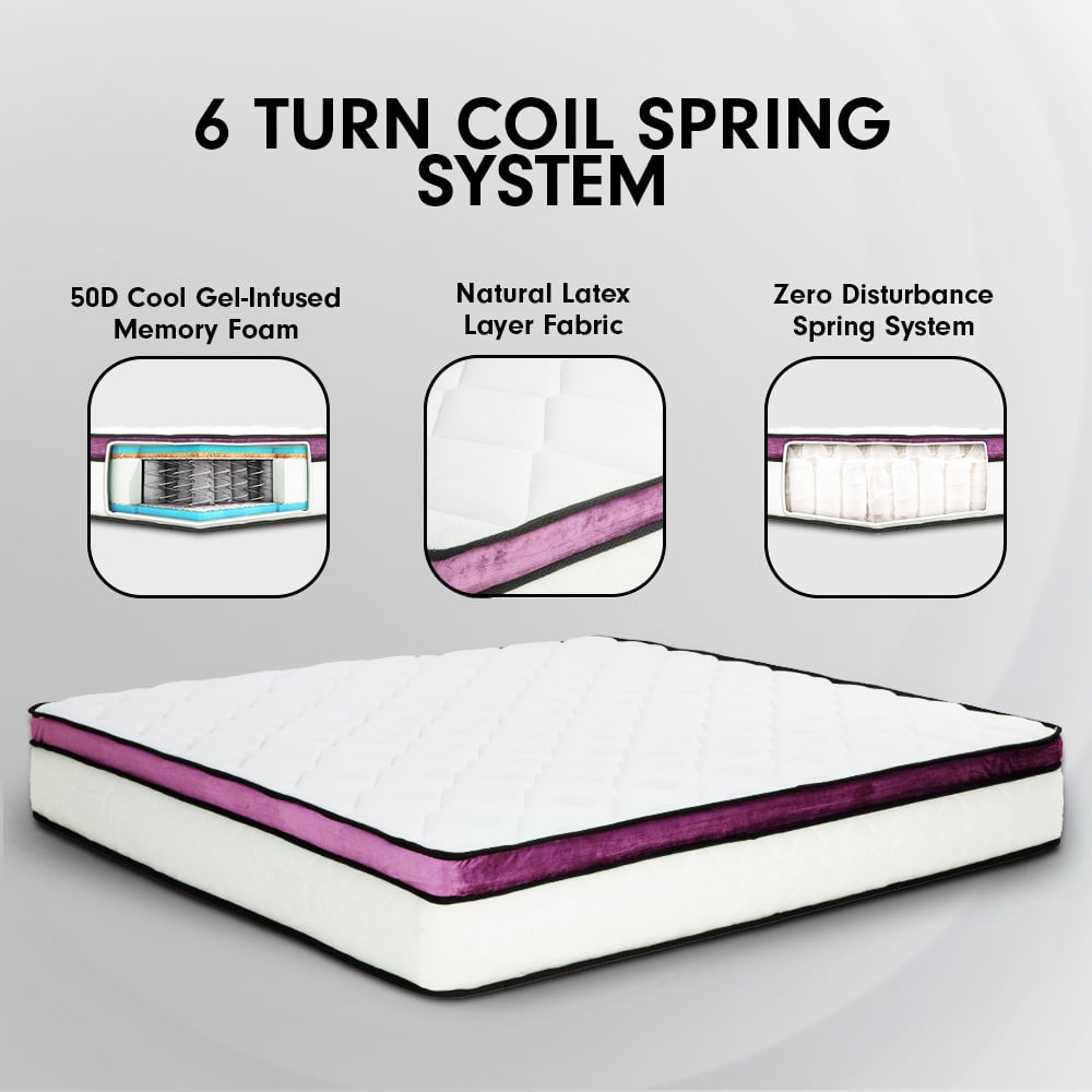 Laura Hill King Mattress Visco Cool Gel Infused Memory Foam Euro Top Pocket Spring 30cm 8