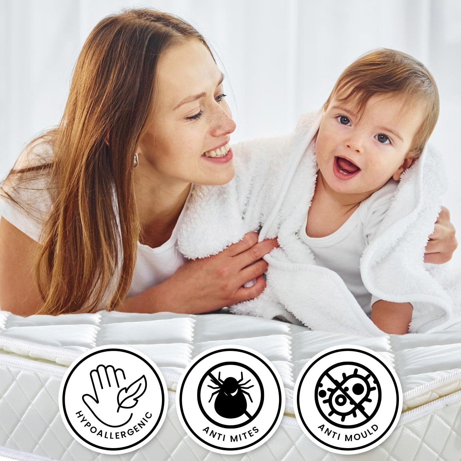 Laura Hill Mattress Queen Size Pillow Top Pocket Spring High Density Foam 22cm 10